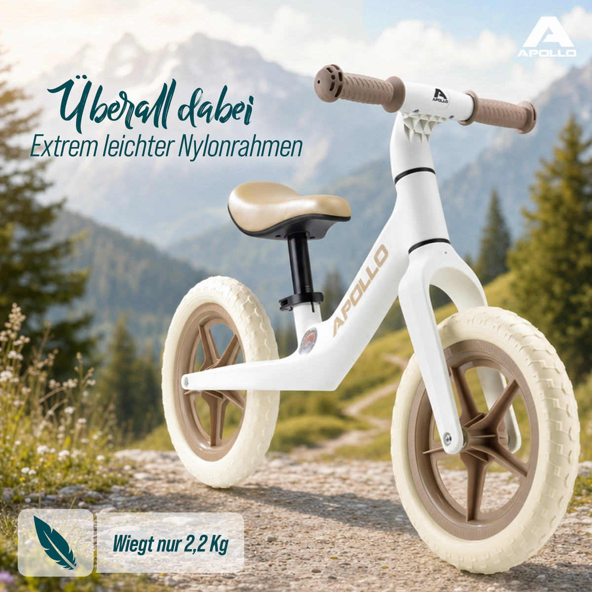 Apollo Funsport - Trailbuddy Laufrad ab 2 Jahre – 12 Zoll Kinderlaufrad - White