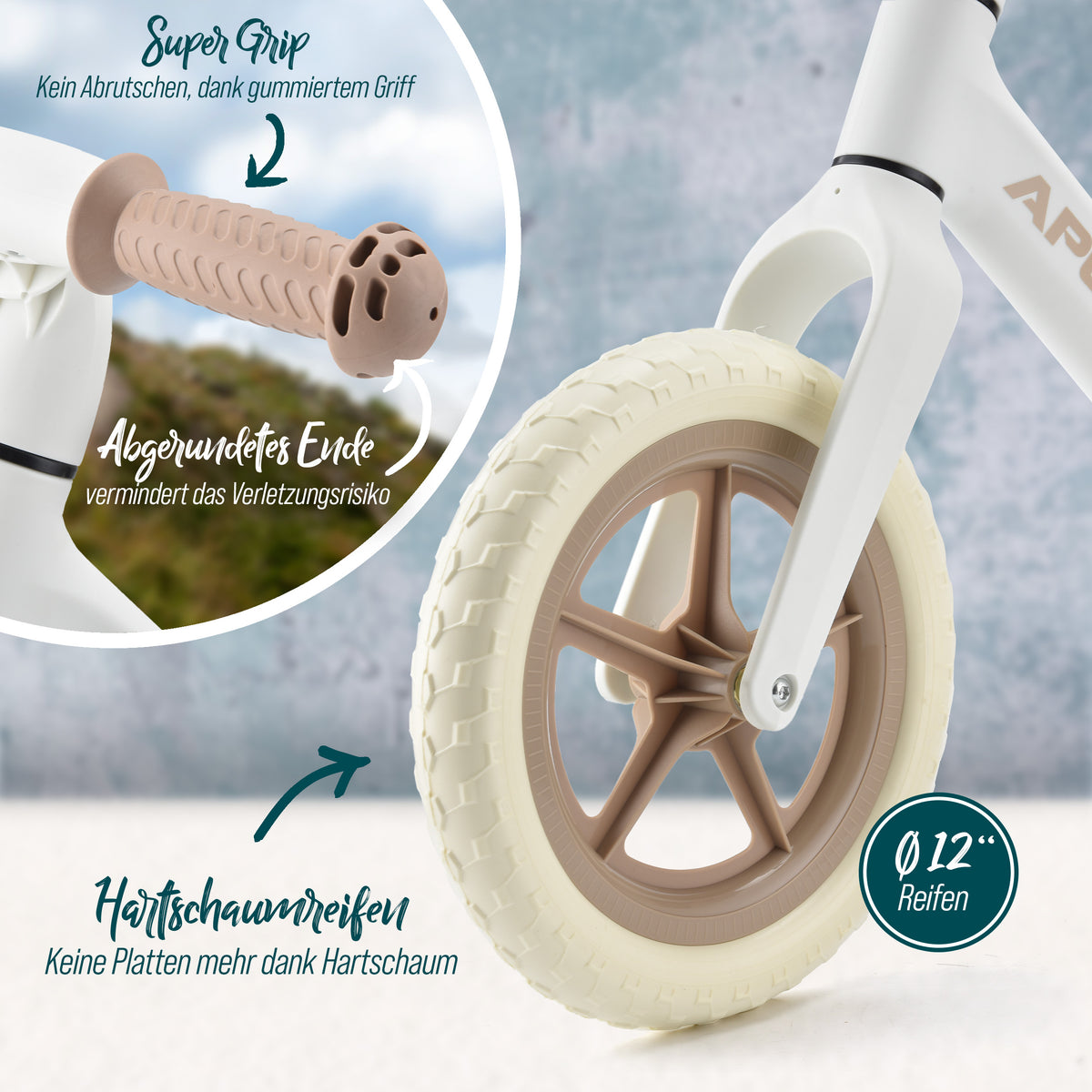 Apollo Funsport - Trailbuddy Laufrad ab 2 Jahre – 12 Zoll Kinderlaufrad - White