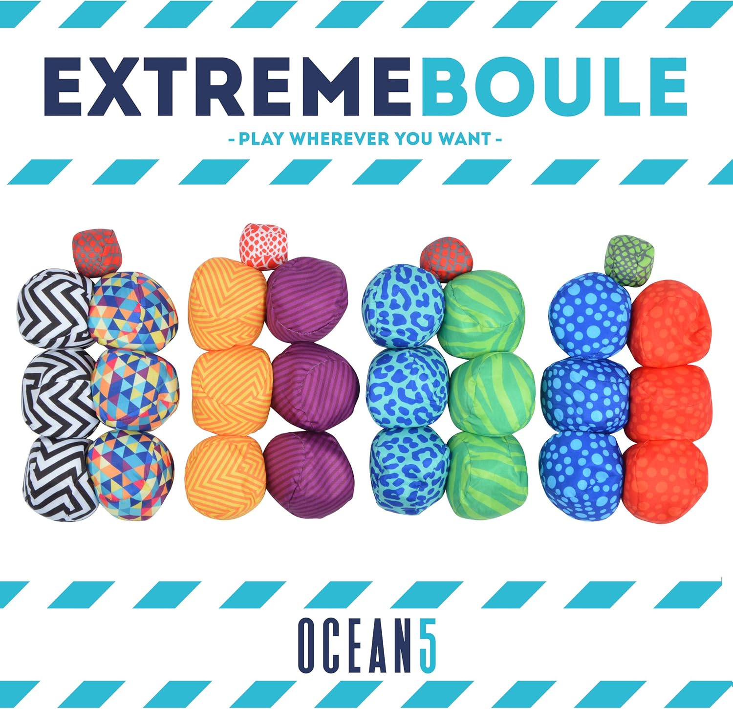 Apollo Funsport - Ocean5 Extreme Boule - Triangel ZicZac Muster, Farbe: schwarz weiß