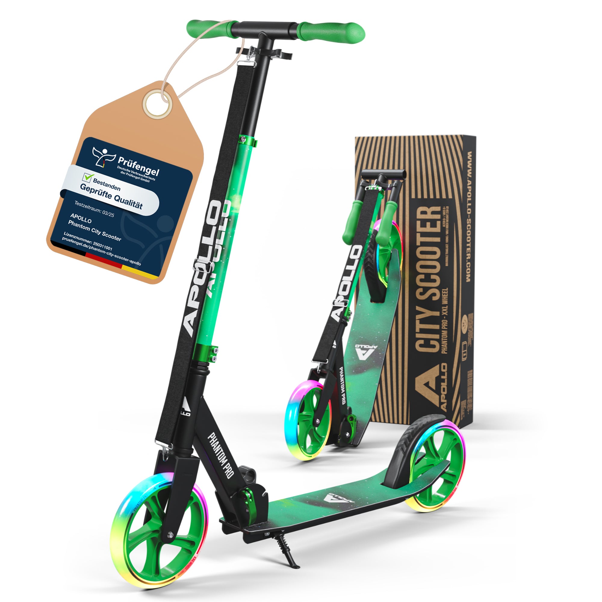 Apollo - Klappbarer City Roller für Kinder "Phantom" höhenverstellbarer Tretroller - Meteor
