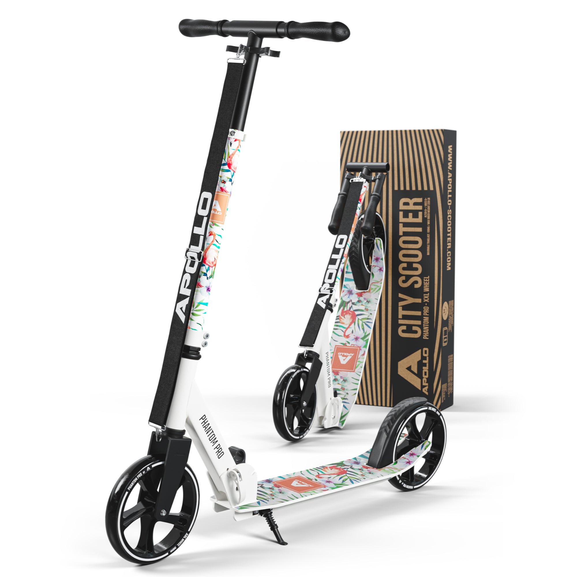 Apollo - Klappbarer City Roller für Kinder "Phantom" höhenverstellbarer Tretroller - Flamingo