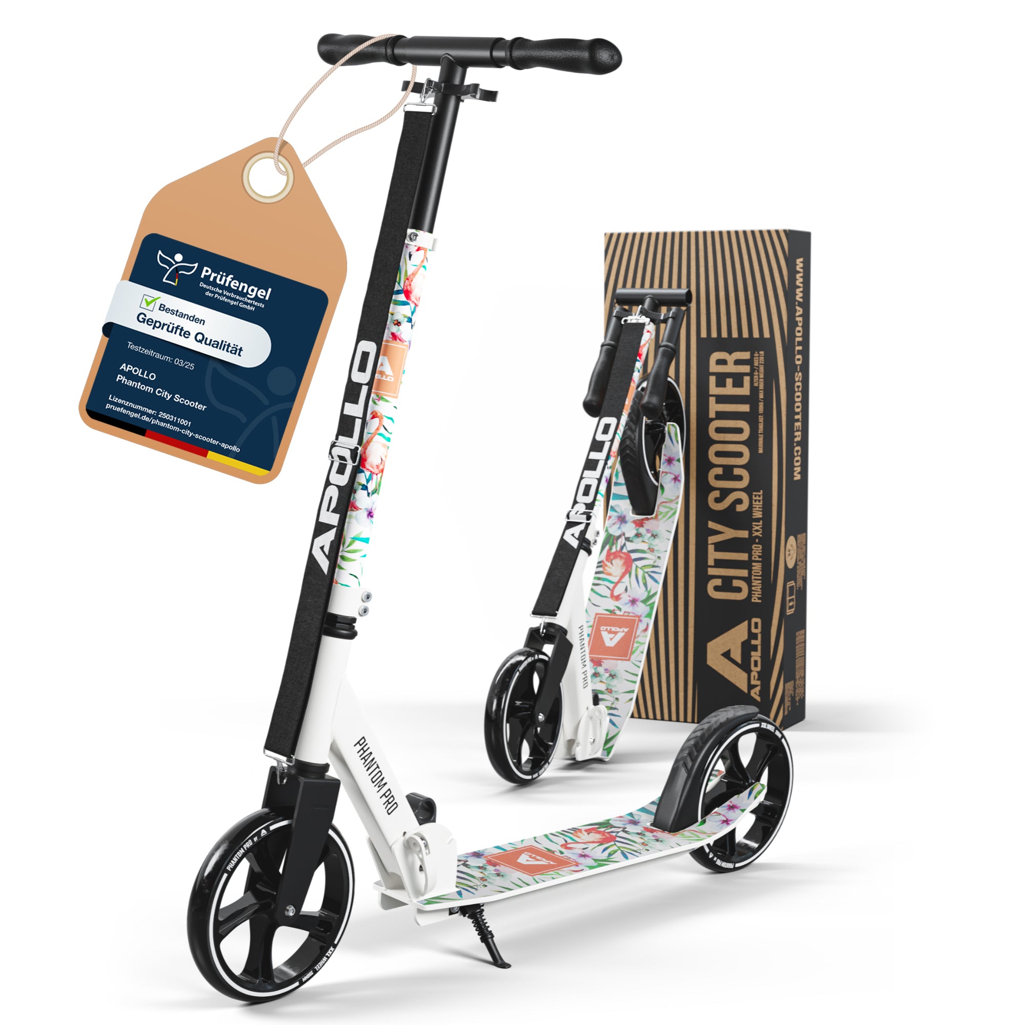 Apollo - Klappbarer City Roller für Kinder "Phantom" höhenverstellbarer Tretroller - Flamingo