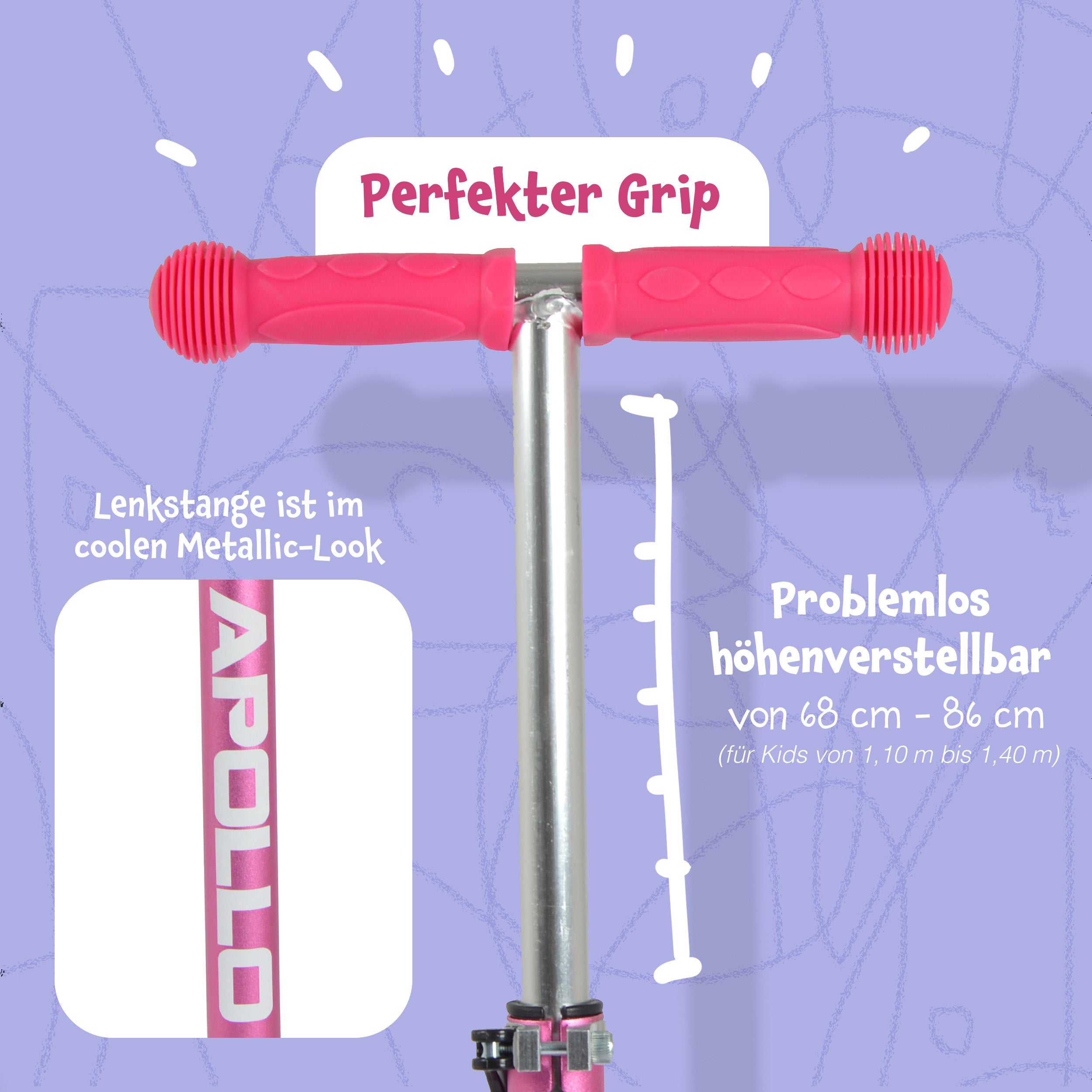 Apollo - Apollo Kinderroller Kids Whiz LED - in verschiedenen Farben - Blumenmuster