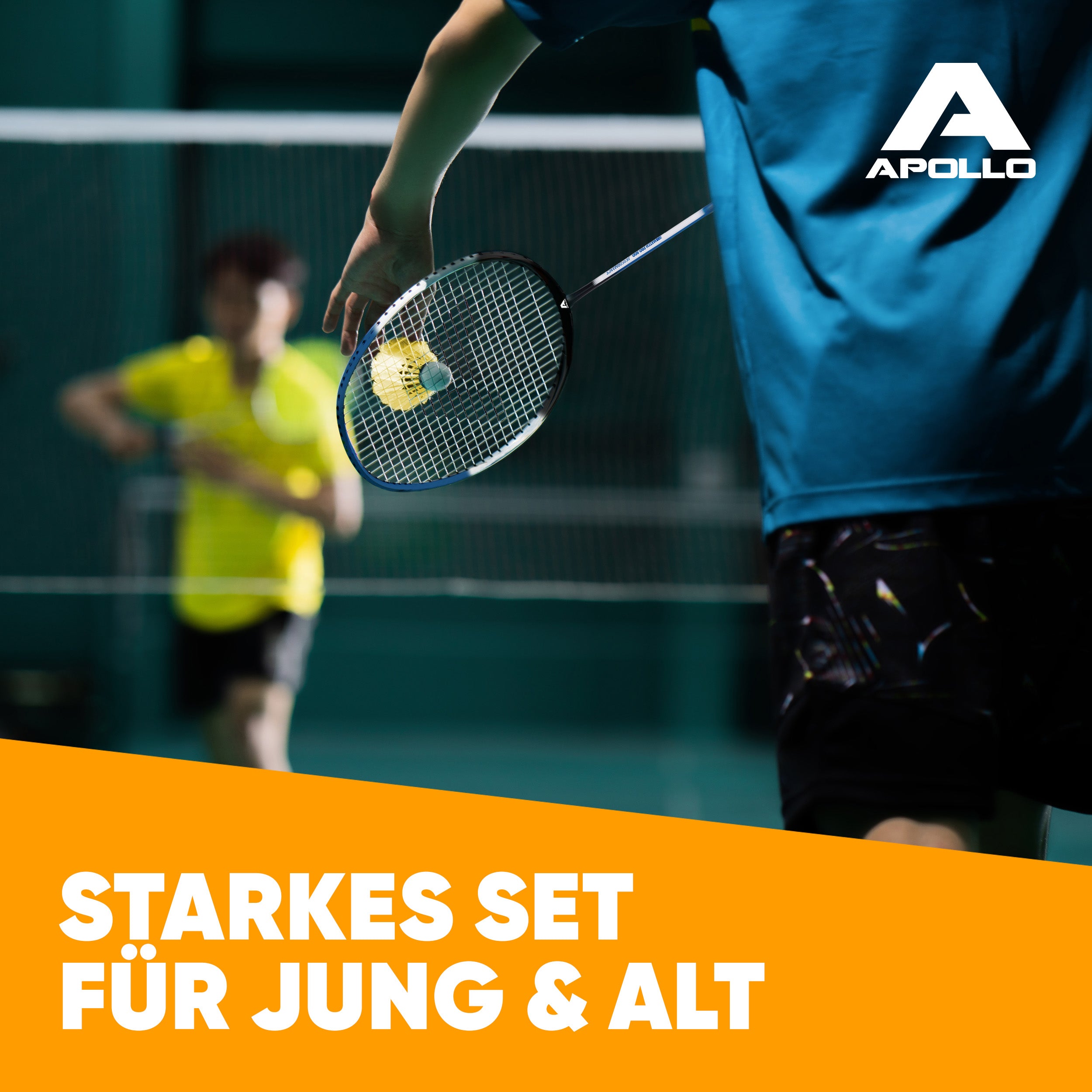 Apollo - Badminton Set Match Pro 800 - inkl. Tasche, 2x Schläger, Bälle - Weiß Schwarz