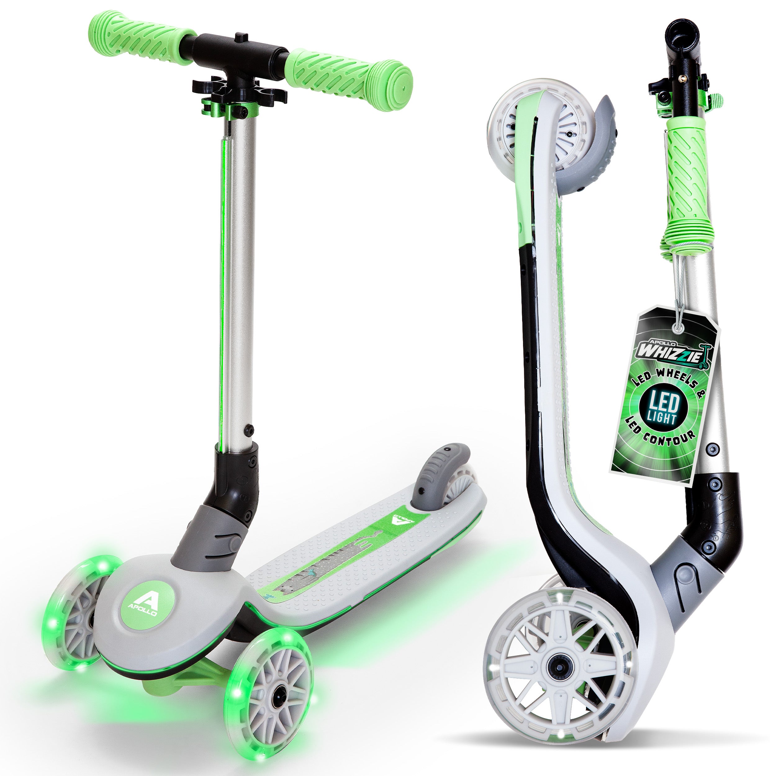 Apollo Funsport - Apollo Whizzie LED Kinderroller, höhenverstellbarer Dreiradscooter für Kinder ab 3 Jahre - Cat