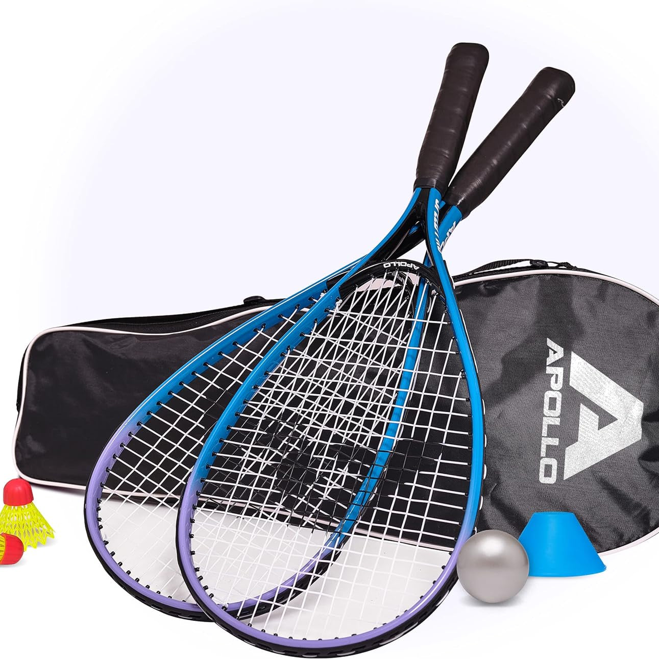 Apollo - Speed Badminton Set - inkl. Tasche, 2x Schläger, Bälle - Blau