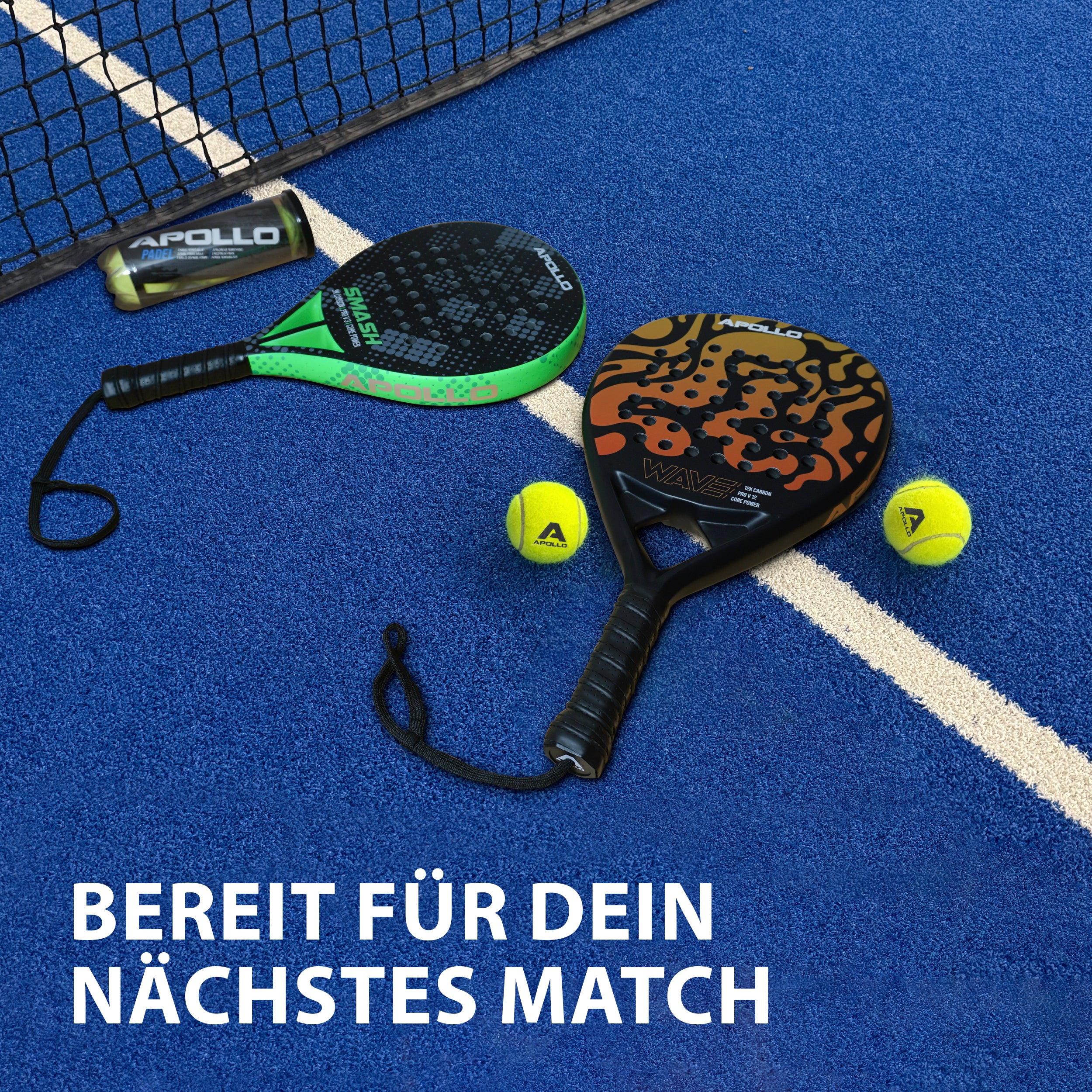 Apollo Funsport - Padelschläger / Padel Rackets - 3K Smash - Silver Blue
