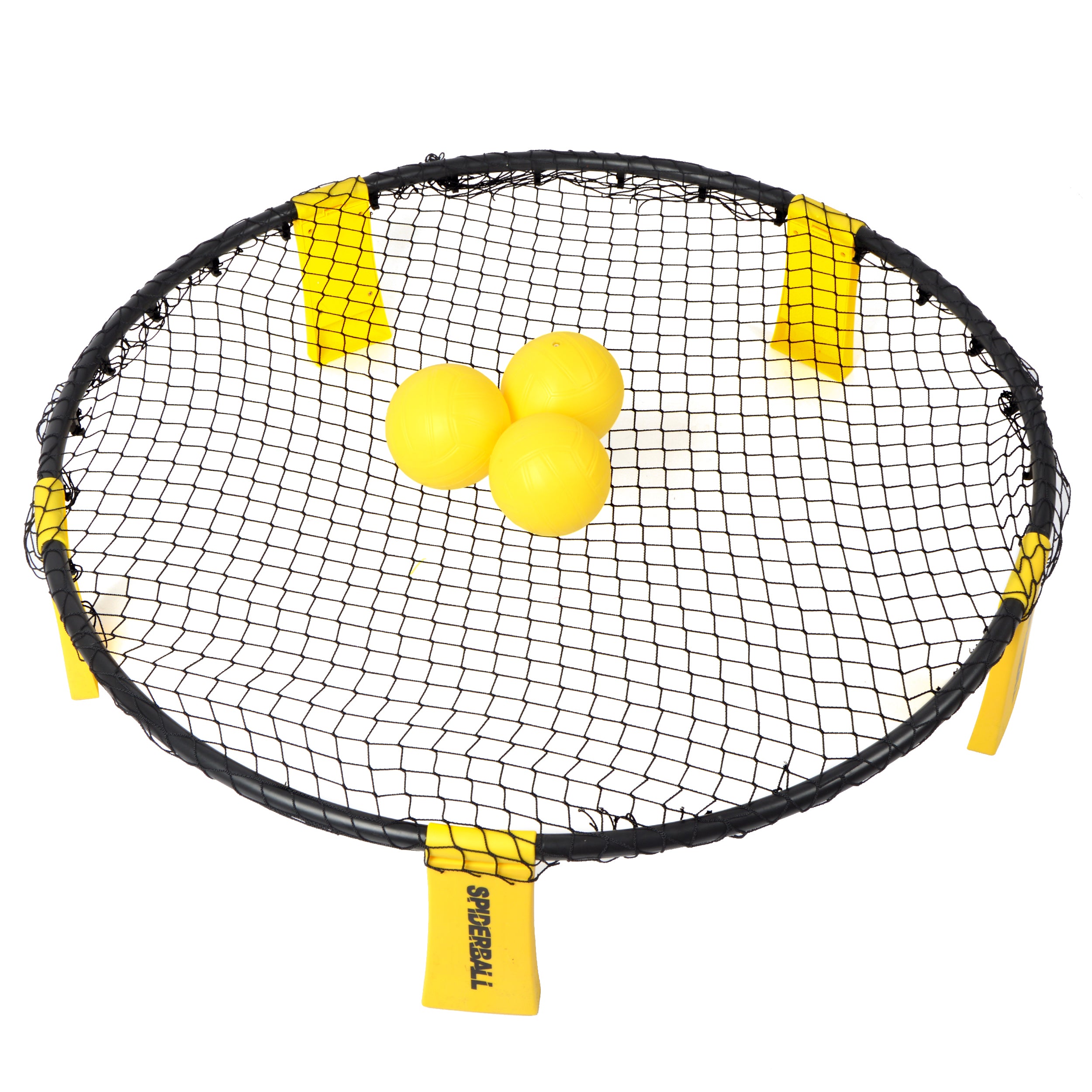 Ocean 5 - Spiderball Set, Ball-Spiel mit Netz, 3 Bällen und Tragetasche - Gelb