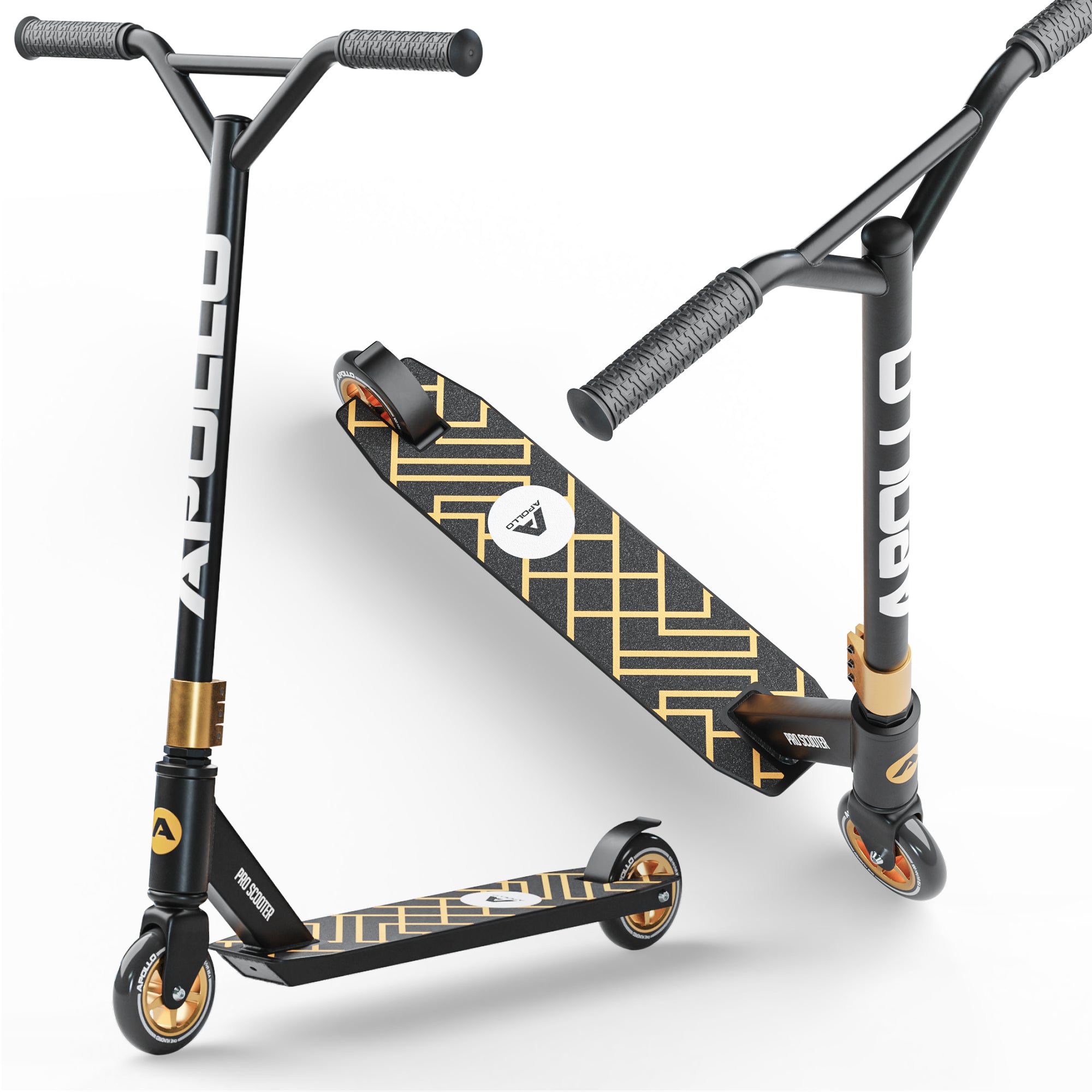 Apollo - Stunt Scooter - Genius Pro Robuster Kinder Scooter mit ABEC 9 Kugellager - Schwarz Gold