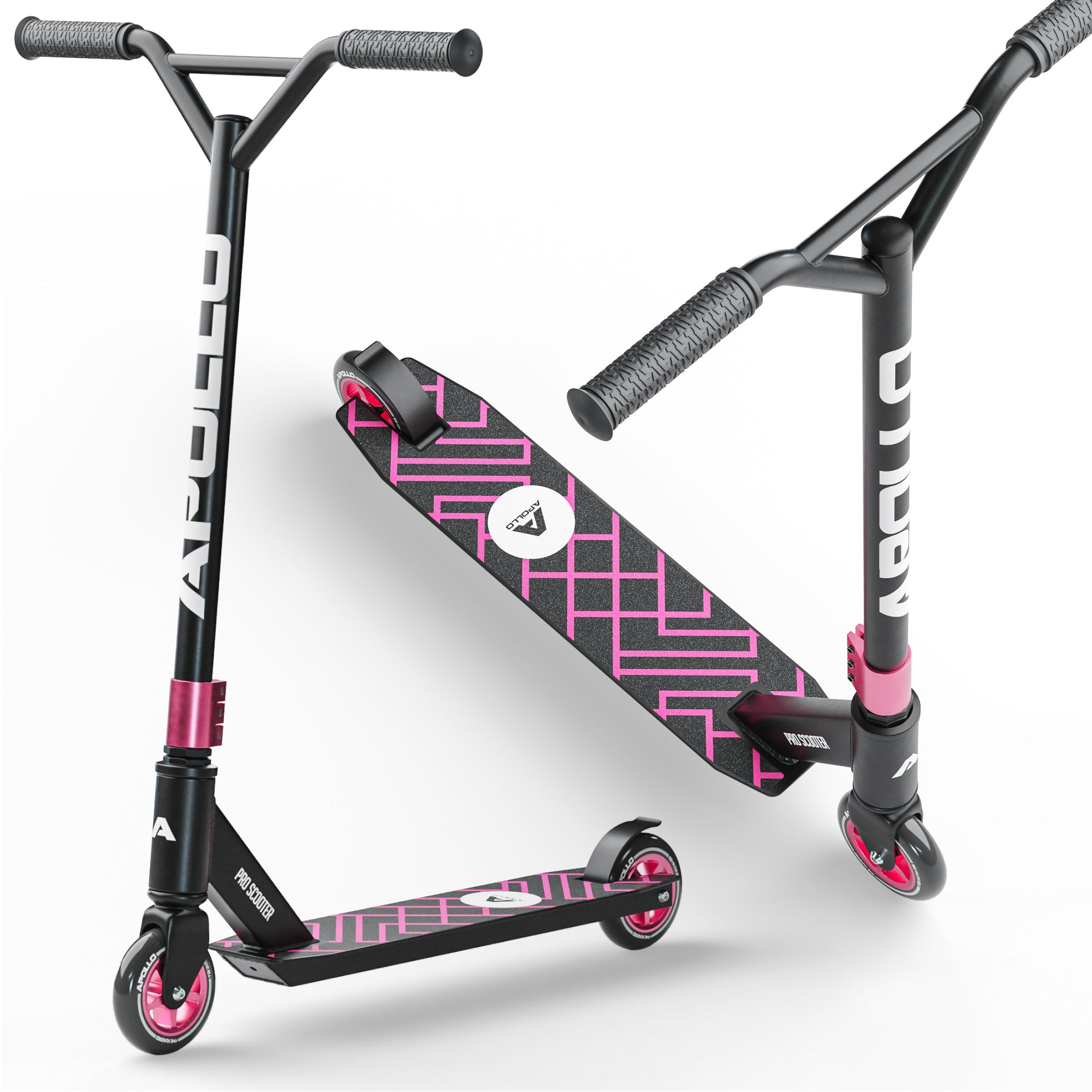 Apollo - Stunt Scooter - Genius Pro Robuster Kinder Scooter mit ABEC 9 Kugellager - Schwarz Pink