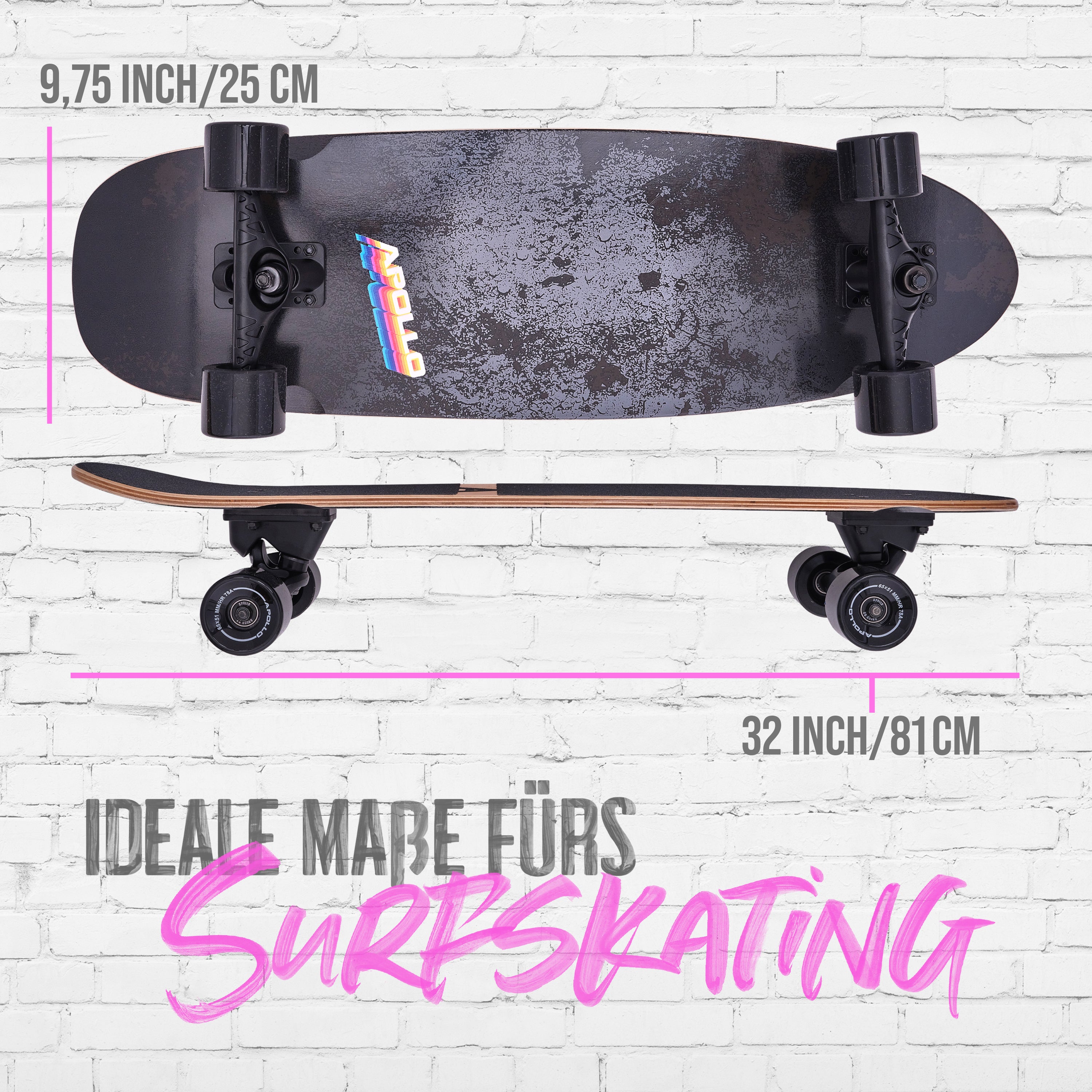 Apollo - Surf Style Board - Black Marble -