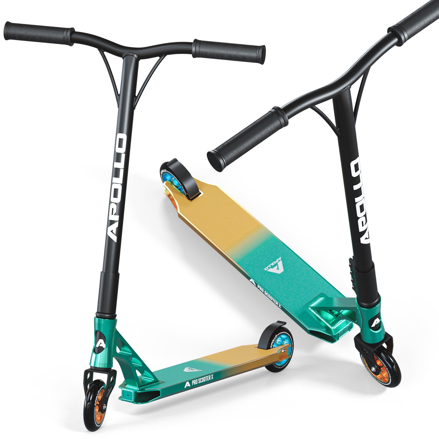 Apollo - High End Stunt Scooter - Genesis Pro X Stuntscooter mit ABEC 9 Kugellagern - Türkis Gold
