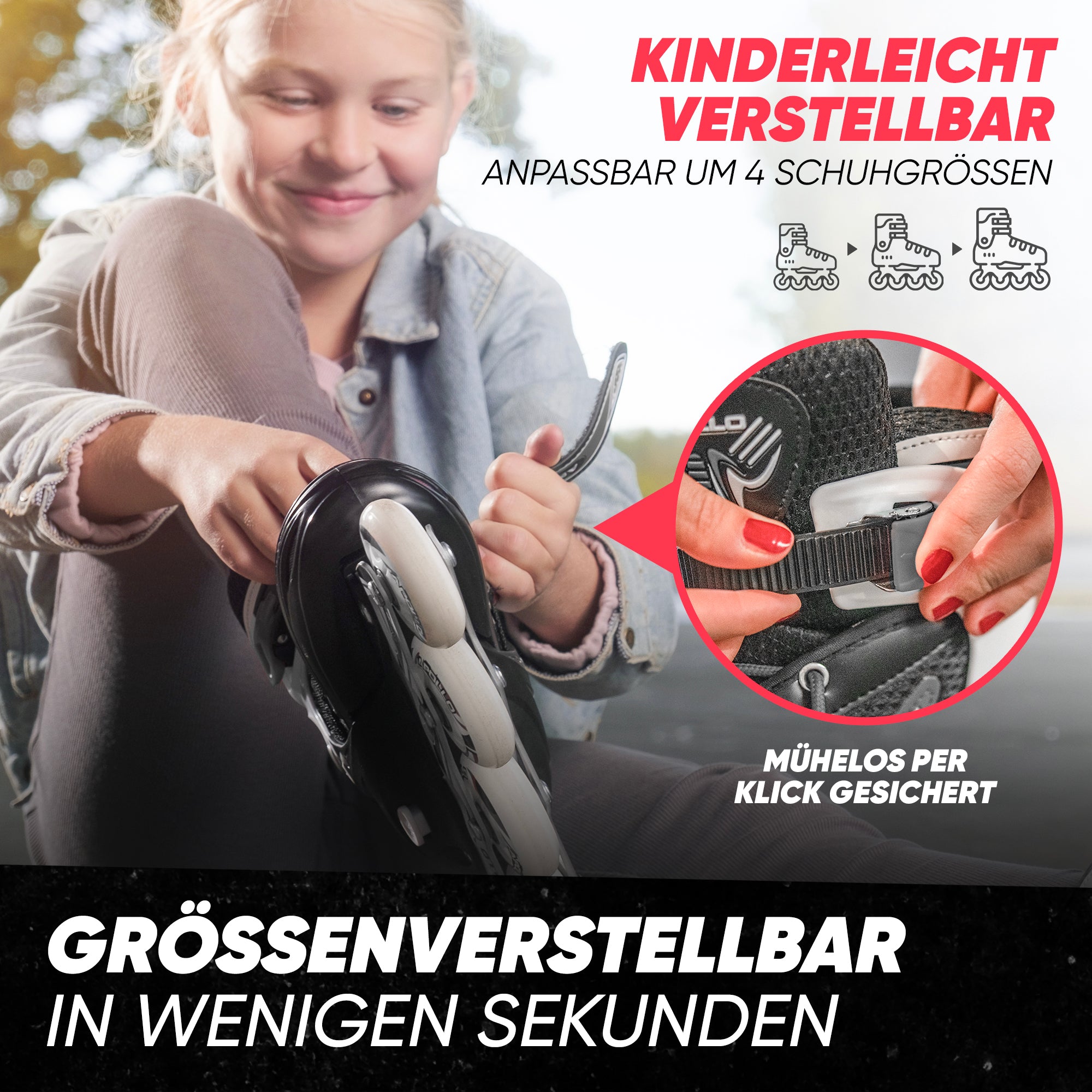Apollo - Super Blade größenverstellbare Inlineskates - Schwarz -