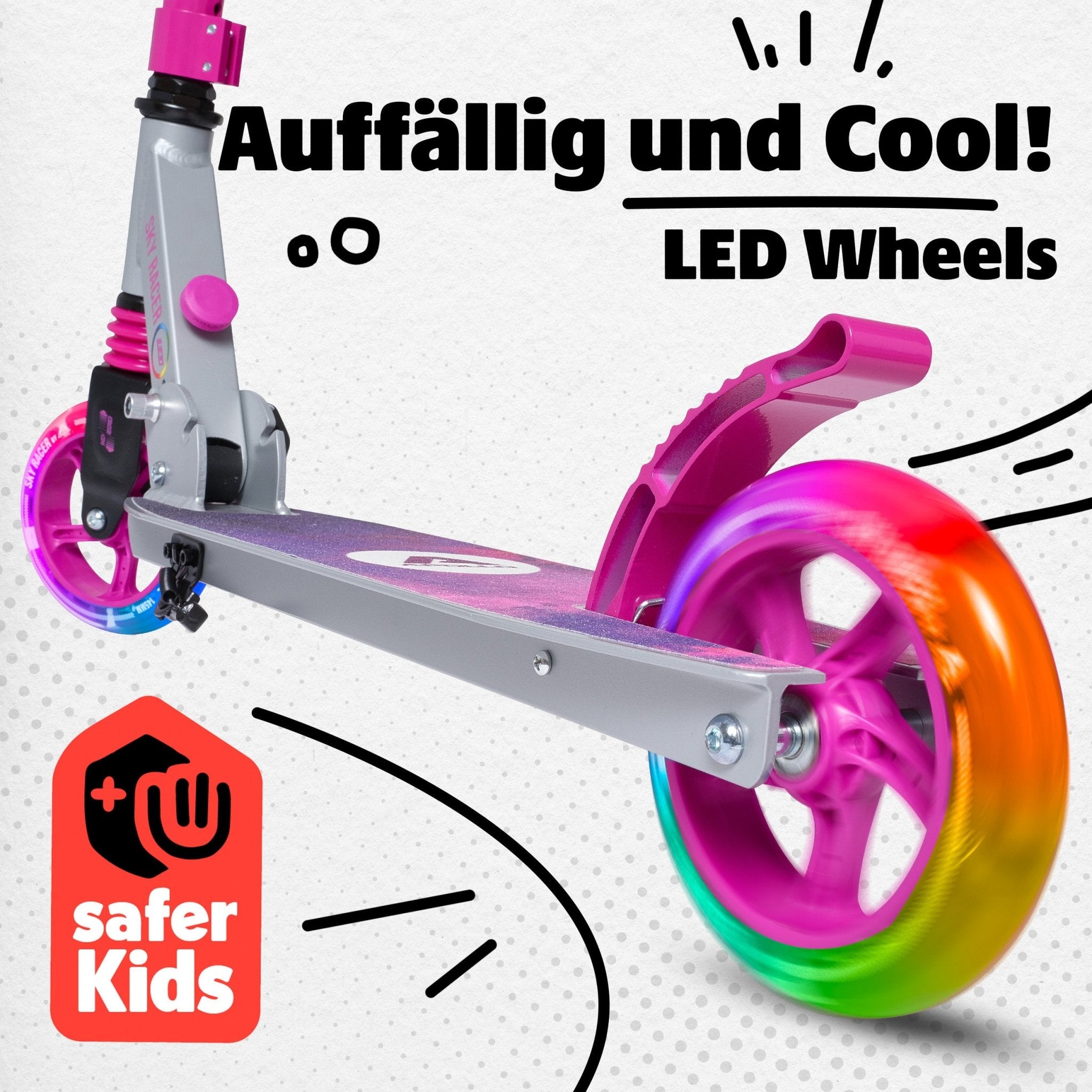 Apollo - 145mm City Scooter mit Federung "Skyracer" klappbar und höhenverstellbar - Starlight