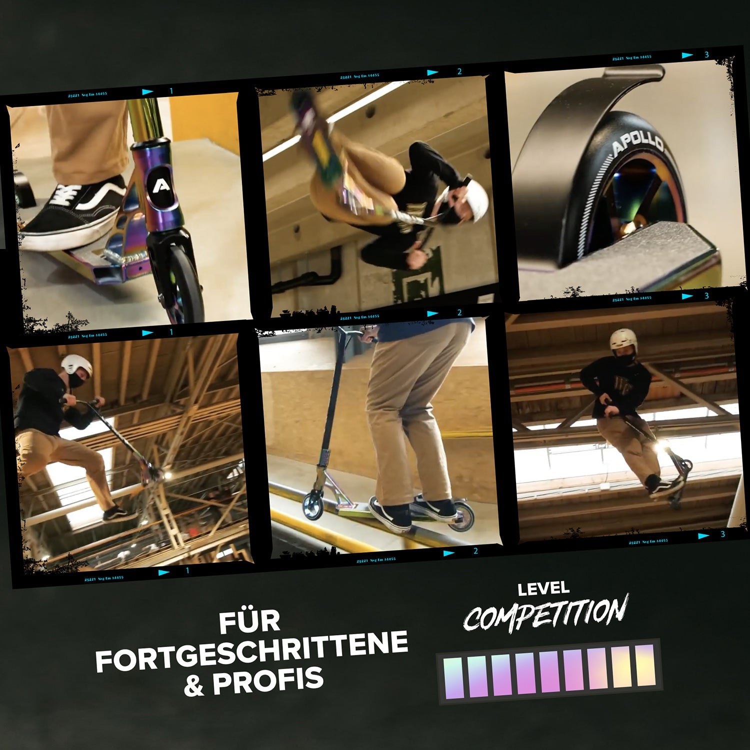 Apollo - High End Stunt Scooter - Genesis Pro X Competition mit ABEC 9 Kugellagern - Rainbow