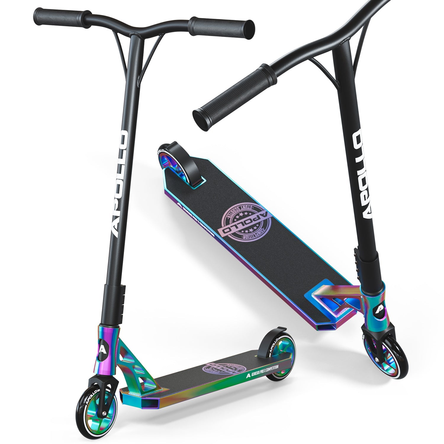Apollo - High End Stunt Scooter - Genesis Pro X Competition mit ABEC 9 Kugellagern - Rainbow