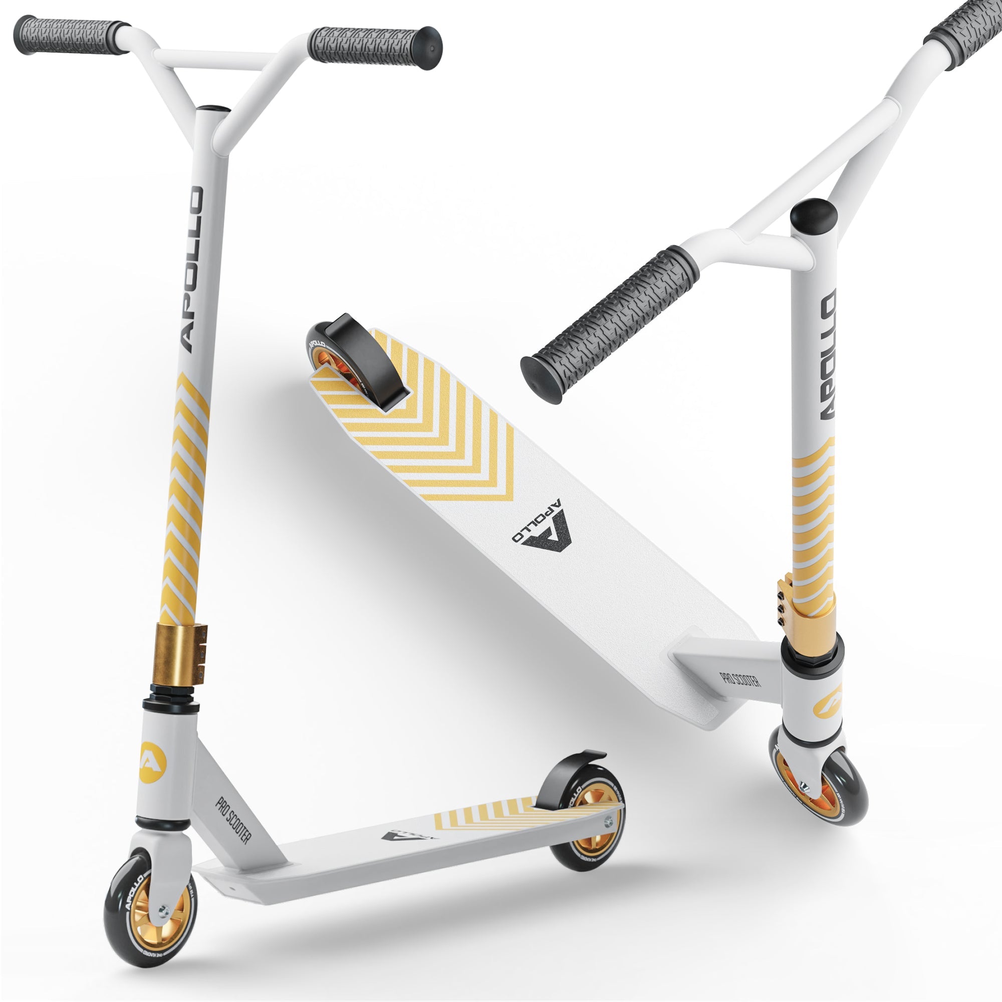 Apollo - Stunt Scooter - Genius Pro Robuster Kinder Scooter mit ABEC 9 Kugellager - Weiß Gold