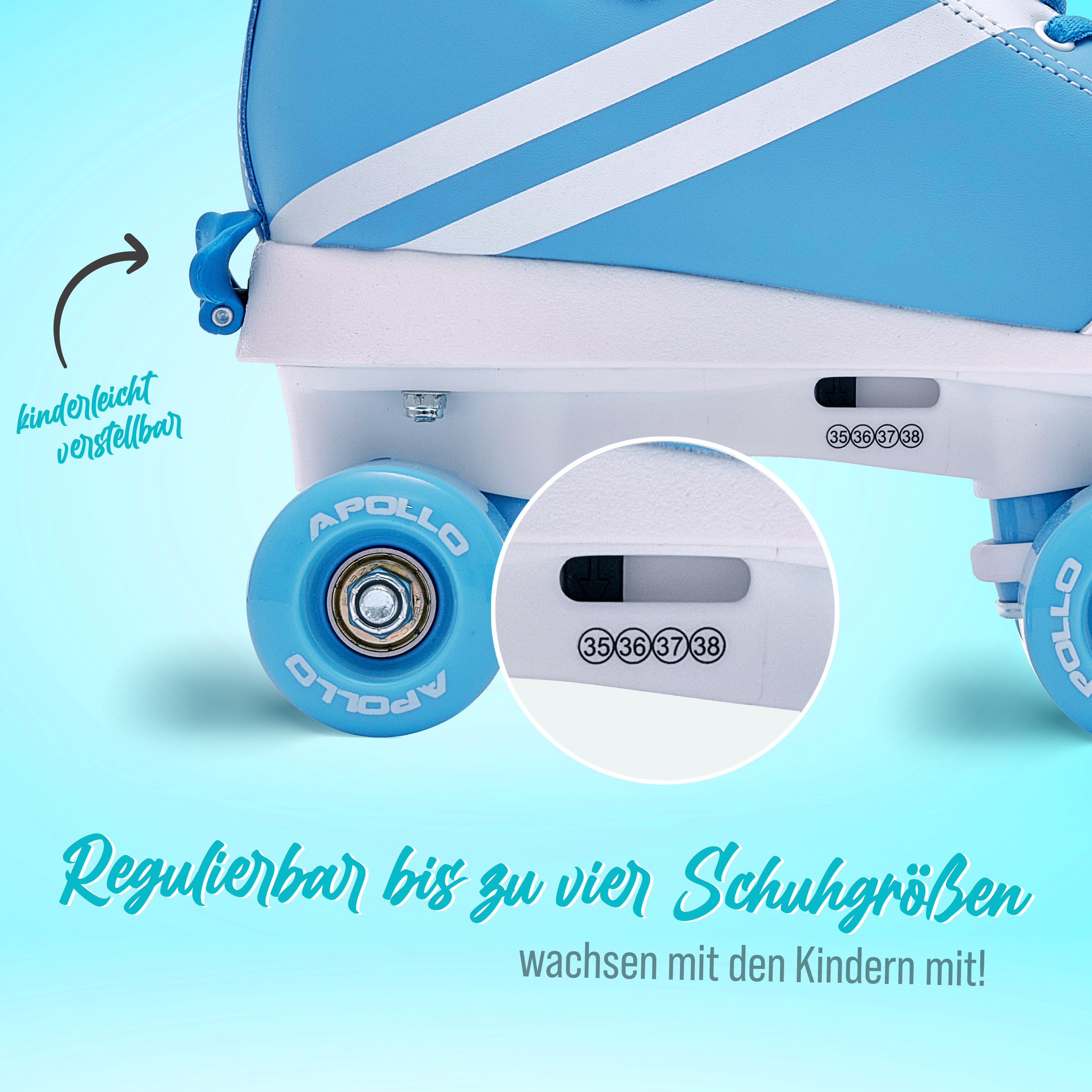 Apollo - Disco Roller Soft Boots größenverstellbare Rollschuhe für Kinder - Blueberry -