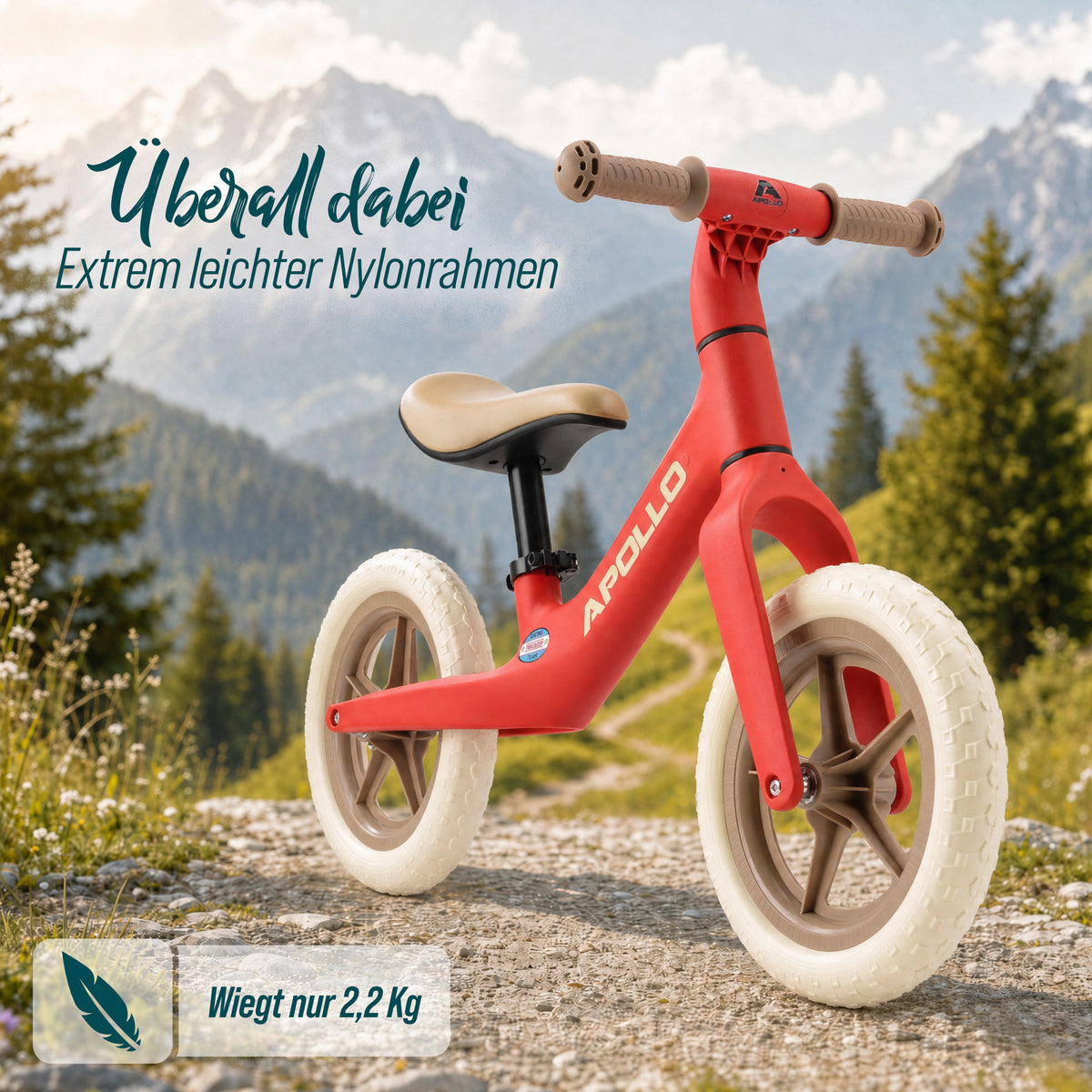 Apollo Funsport - Trailbuddy Laufrad ab 2 Jahre – 12 Zoll Kinderlaufrad - Red