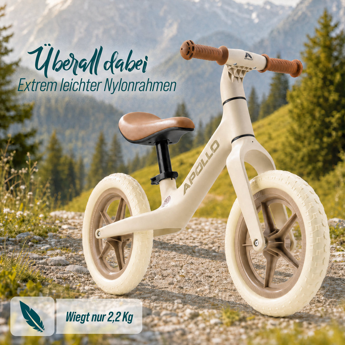 Apollo Funsport - Trailbuddy Laufrad ab 2 Jahre – 12 Zoll Kinderlaufrad - Sand