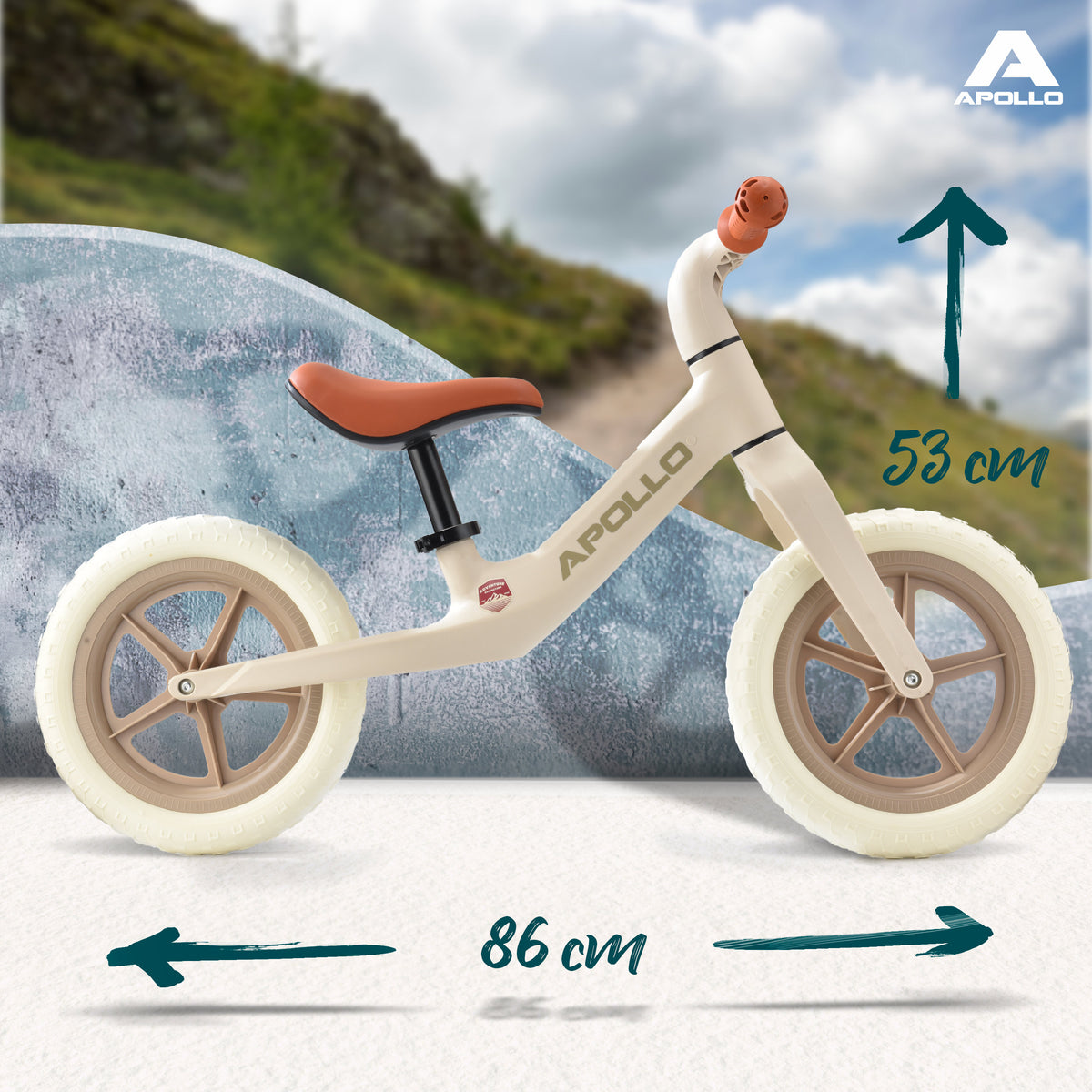Apollo Funsport - Trailbuddy Laufrad ab 2 Jahre – 12 Zoll Kinderlaufrad - Sand