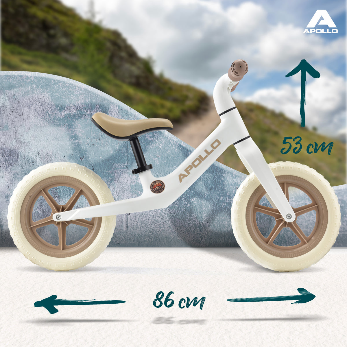 Apollo Funsport - Trailbuddy Laufrad ab 2 Jahre – 12 Zoll Kinderlaufrad - White