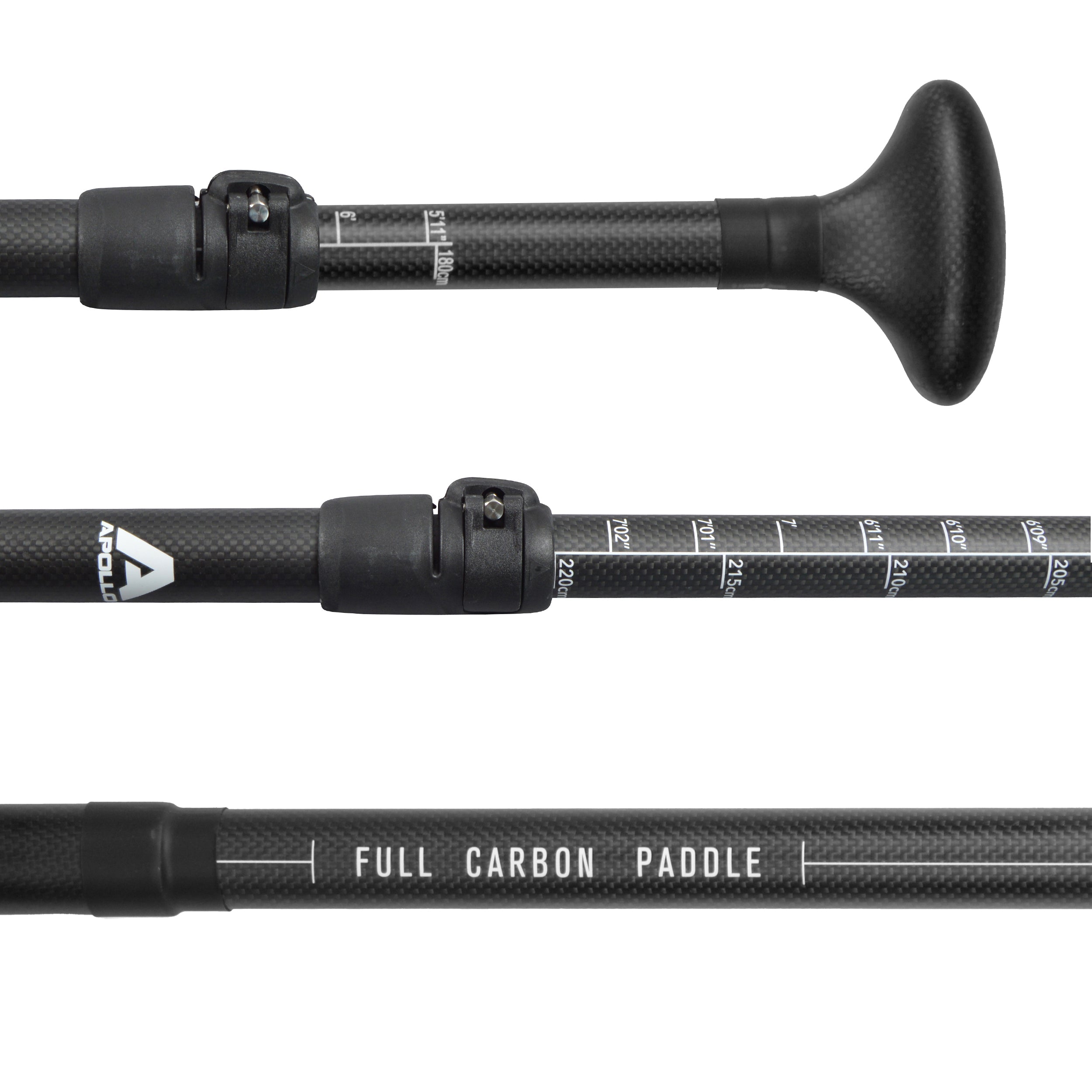 Apollo - Apollo SUP Paddel - 3 teiliges Stechpaddel aus Carbon und Fiberglas - Full Carbon Paddel