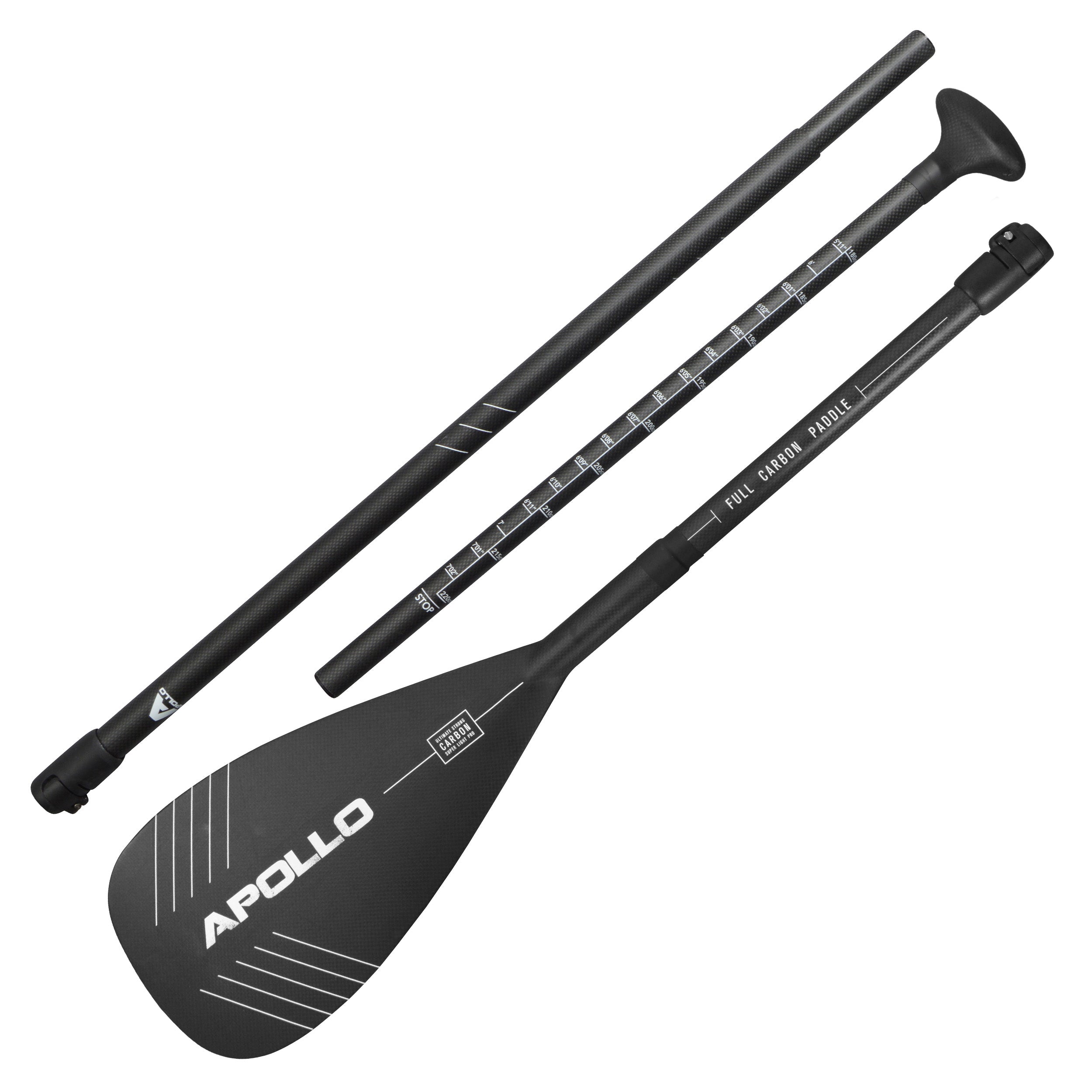 Apollo - Apollo SUP Paddel - 3 teiliges Stechpaddel aus Carbon und Fiberglas - Full Carbon Paddel