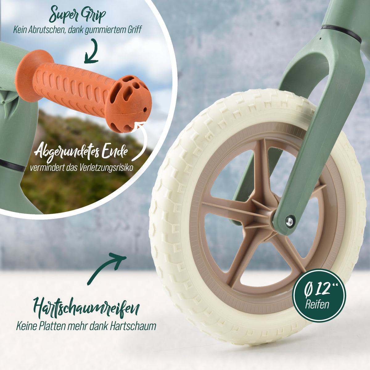 Apollo Funsport - Trailbuddy Laufrad ab 2 Jahre – 12 Zoll Kinderlaufrad - Green