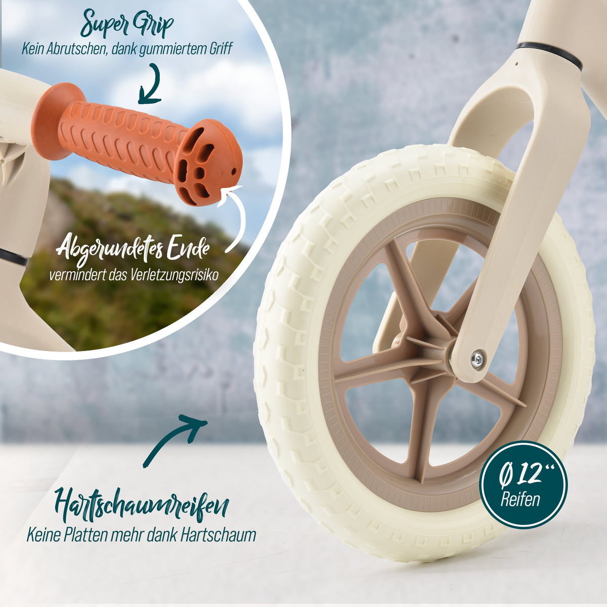 Apollo Funsport - Trailbuddy Laufrad ab 2 Jahre – 12 Zoll Kinderlaufrad - Sand