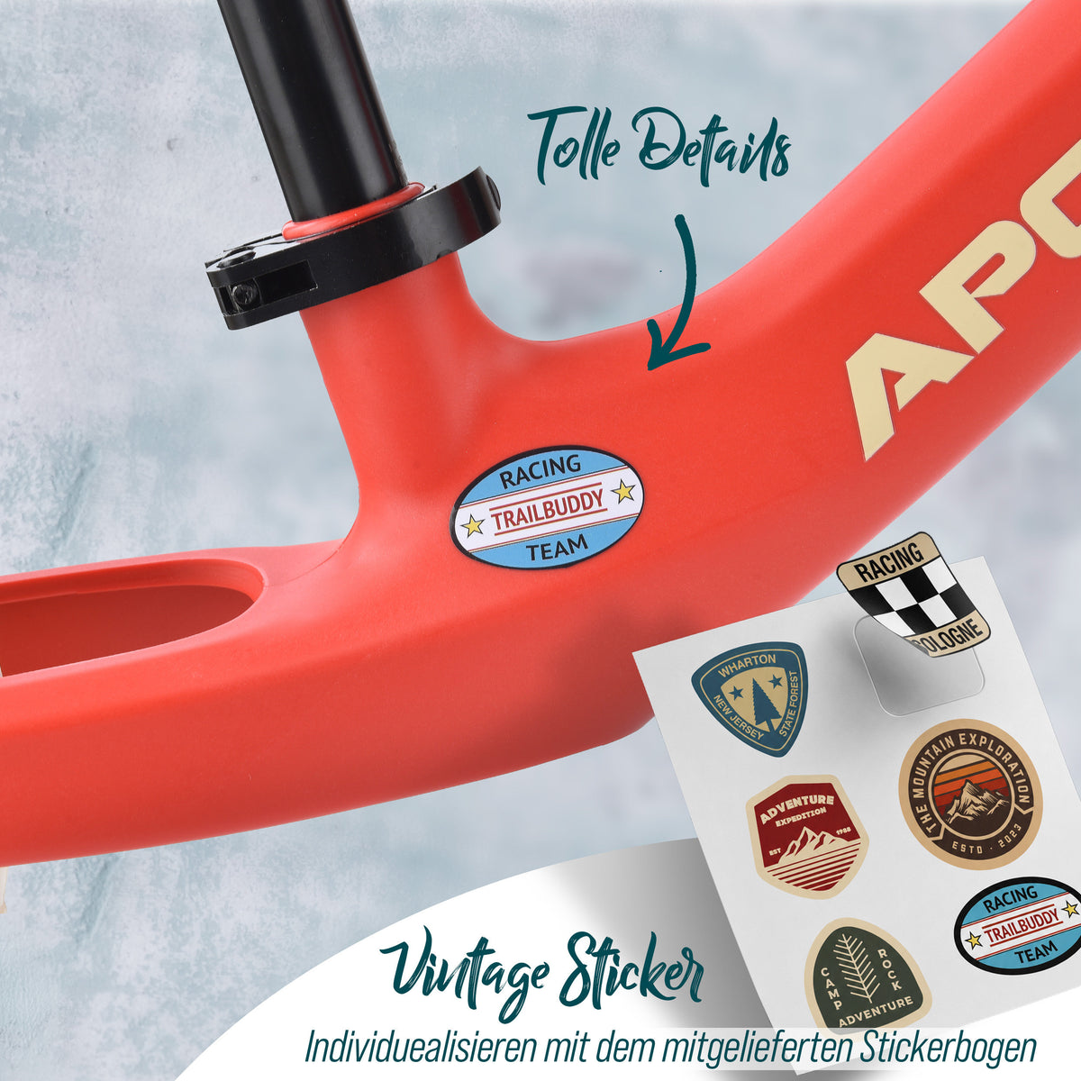 Apollo Funsport - Trailbuddy Laufrad ab 2 Jahre – 12 Zoll Kinderlaufrad - Red