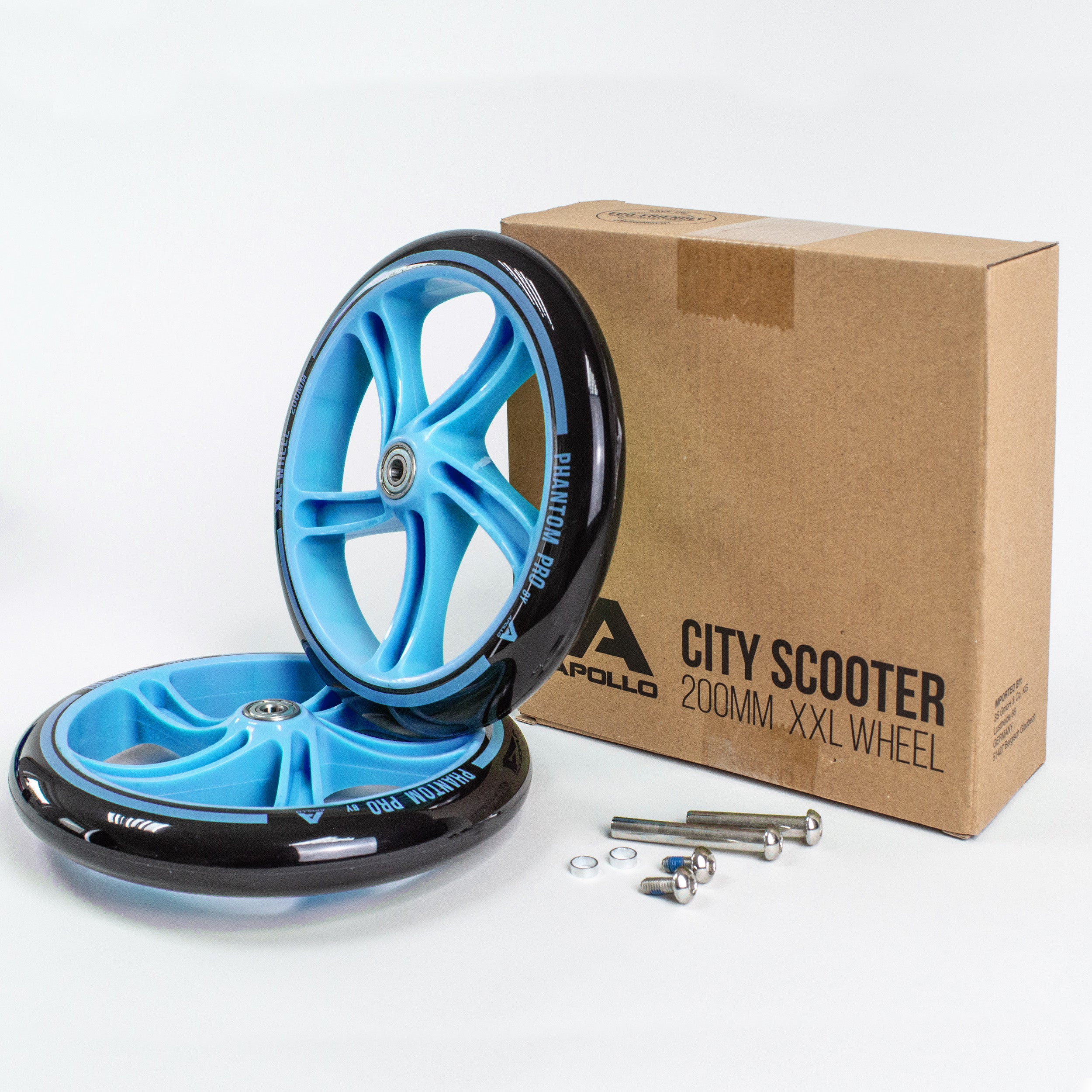 Apollo - 200 mm Ersatzräderset für City Scooter - Phantom / Spectre - Blau Schwarz