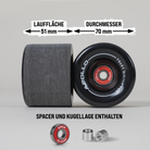 Apollo Funsport - Apollo Black Longboard & Skateboard Wheels - Black - 70 x 51