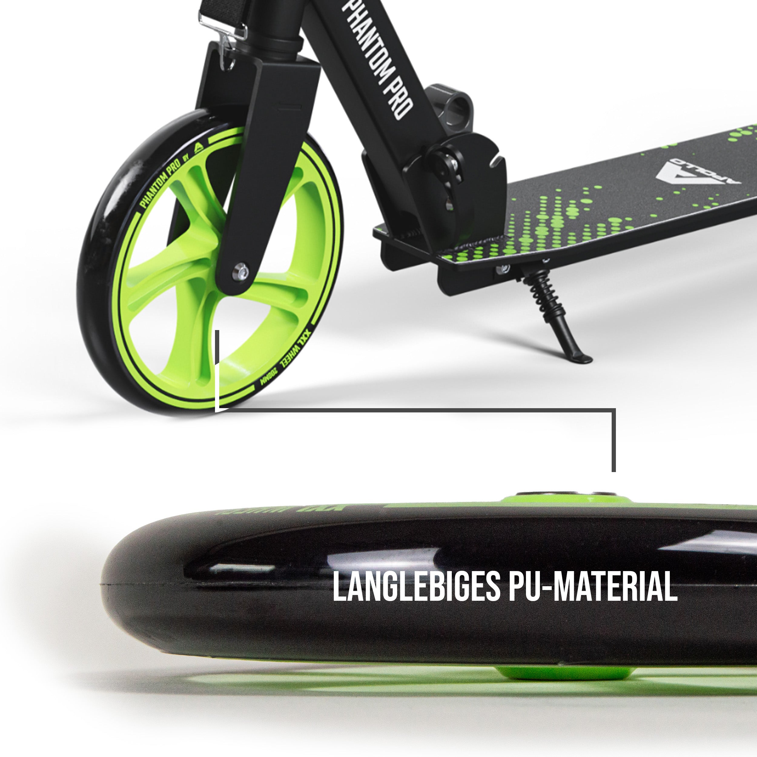 Apollo - 200 mm Ersatzräderset für City Scooter - Phantom / Spectre - Grün Schwarz