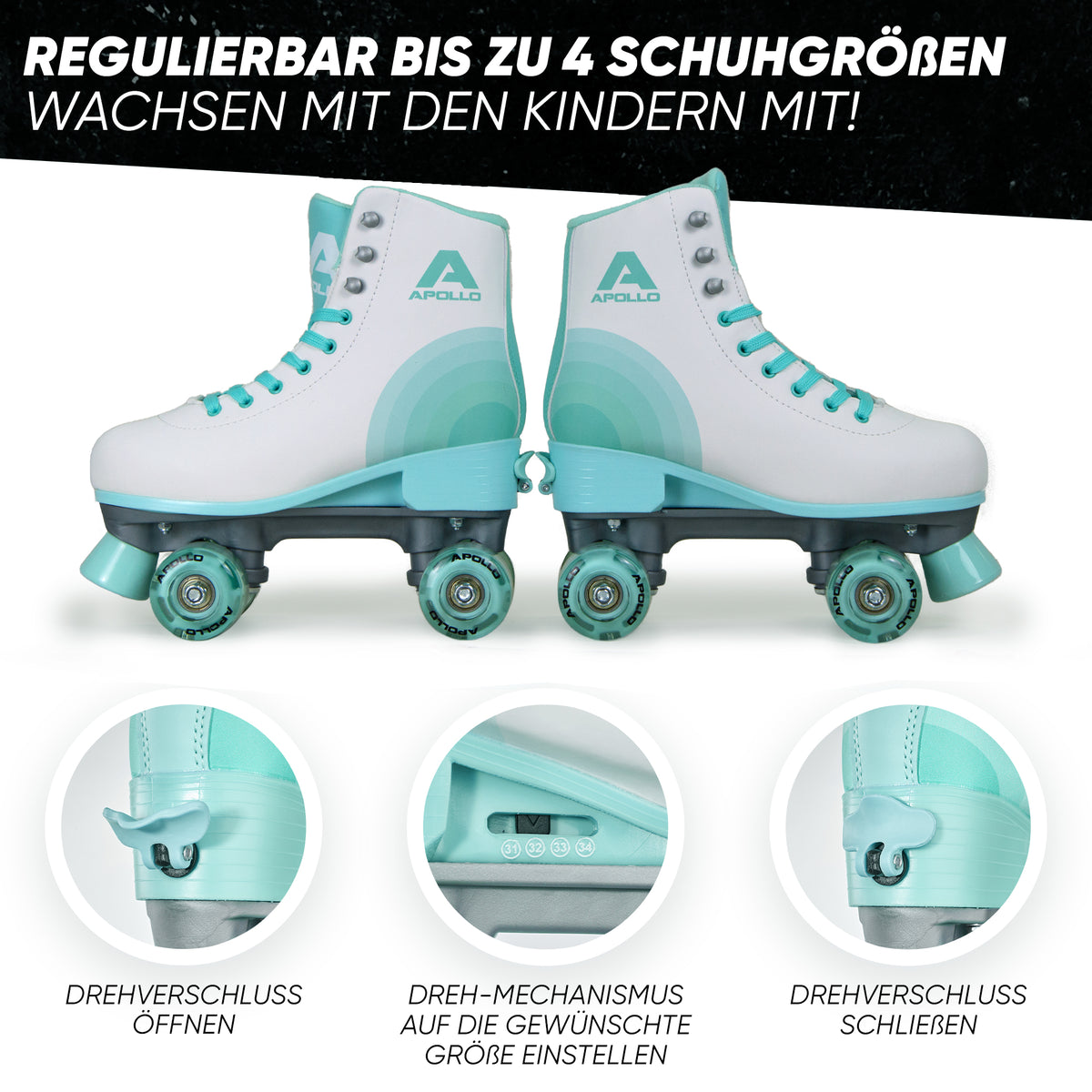 Apollo - Disco Roller Disco Time LED - Size: L (39-42) - white/mint -