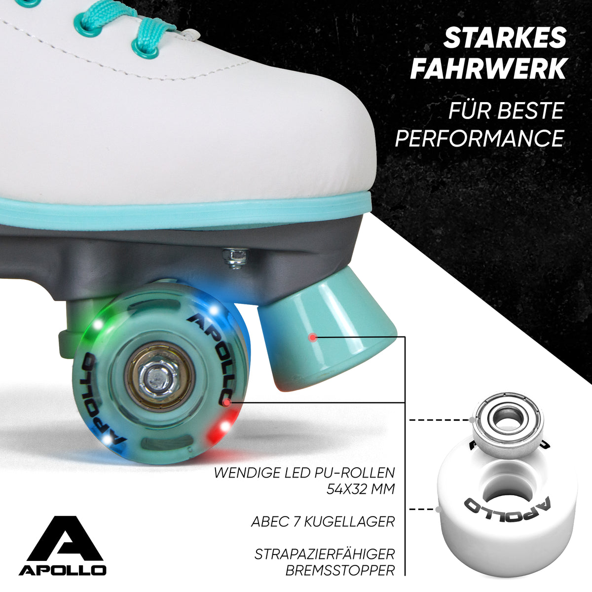 Apollo - Disco Roller Disco Time LED - Size: L (39-42) - white/mint -