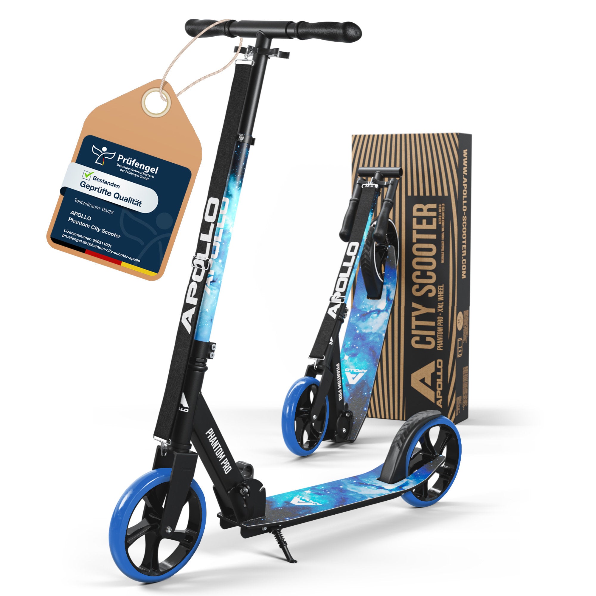 Apollo - Klappbarer City Roller für Kinder "Phantom" höhenverstellbarer Tretroller - Stars