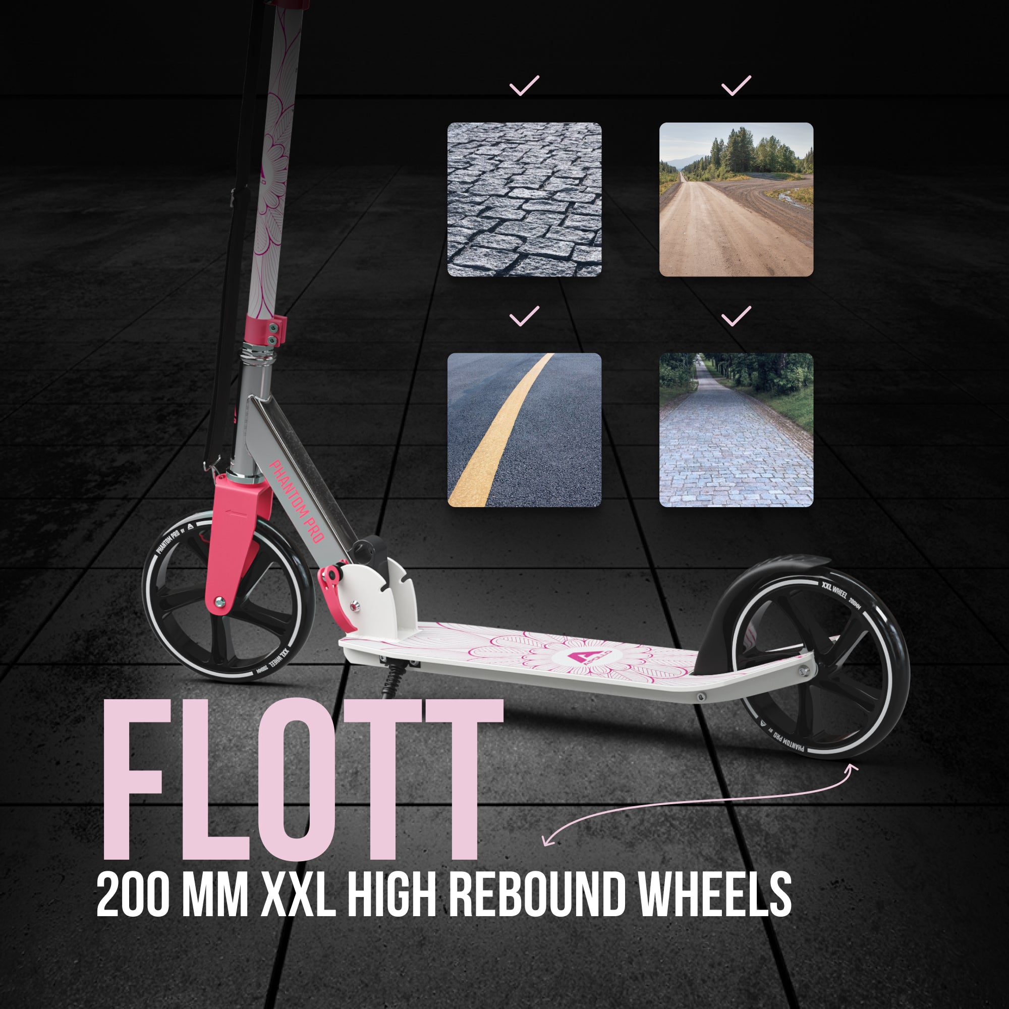 Apollo - Klappbarer City Roller für Kinder "Phantom" höhenverstellbarer Tretroller - Pink
