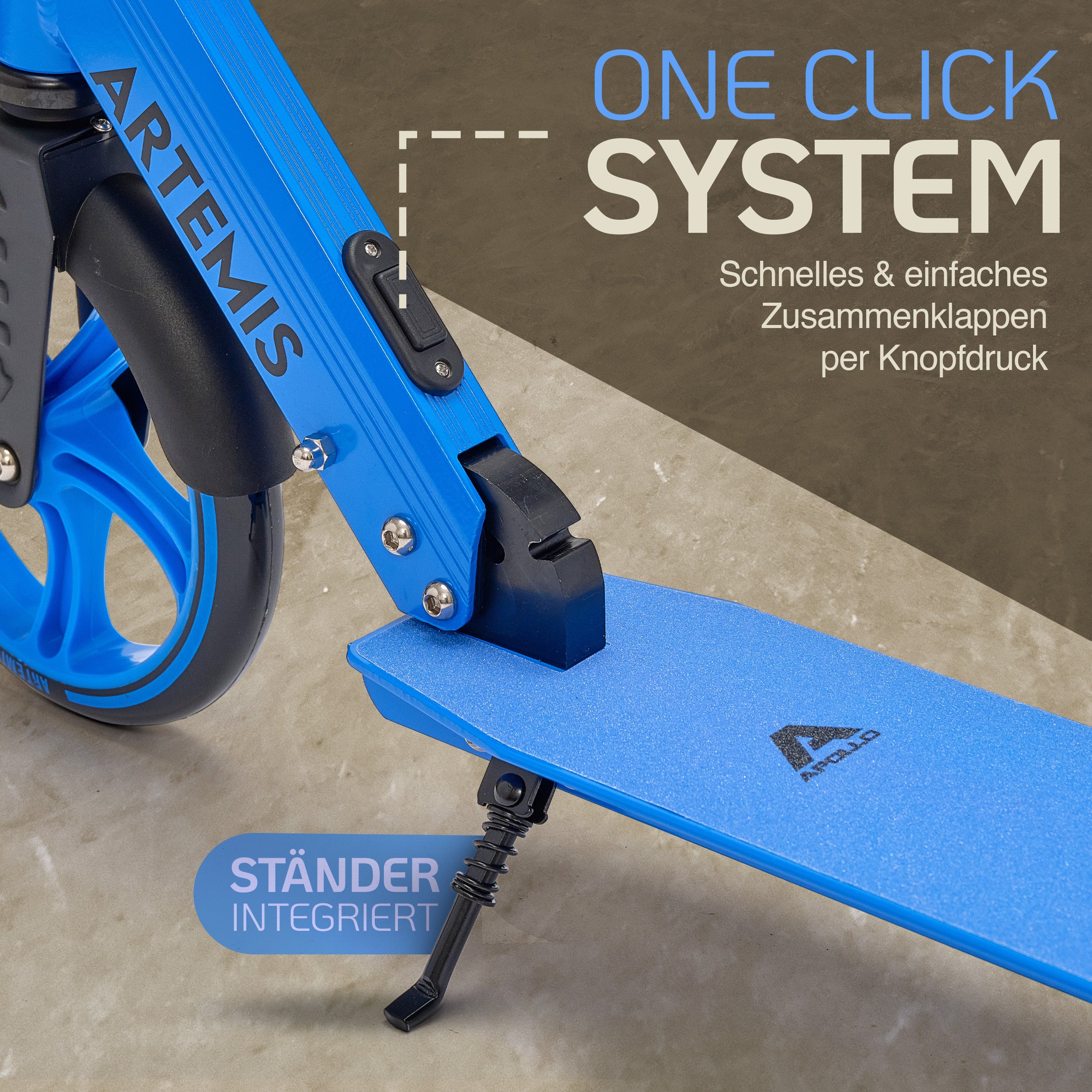 Apollo - Klappbarer City Roller "Artemis" höhenverstellbarer Tretroller für Kinder & Jugendliche - Blau