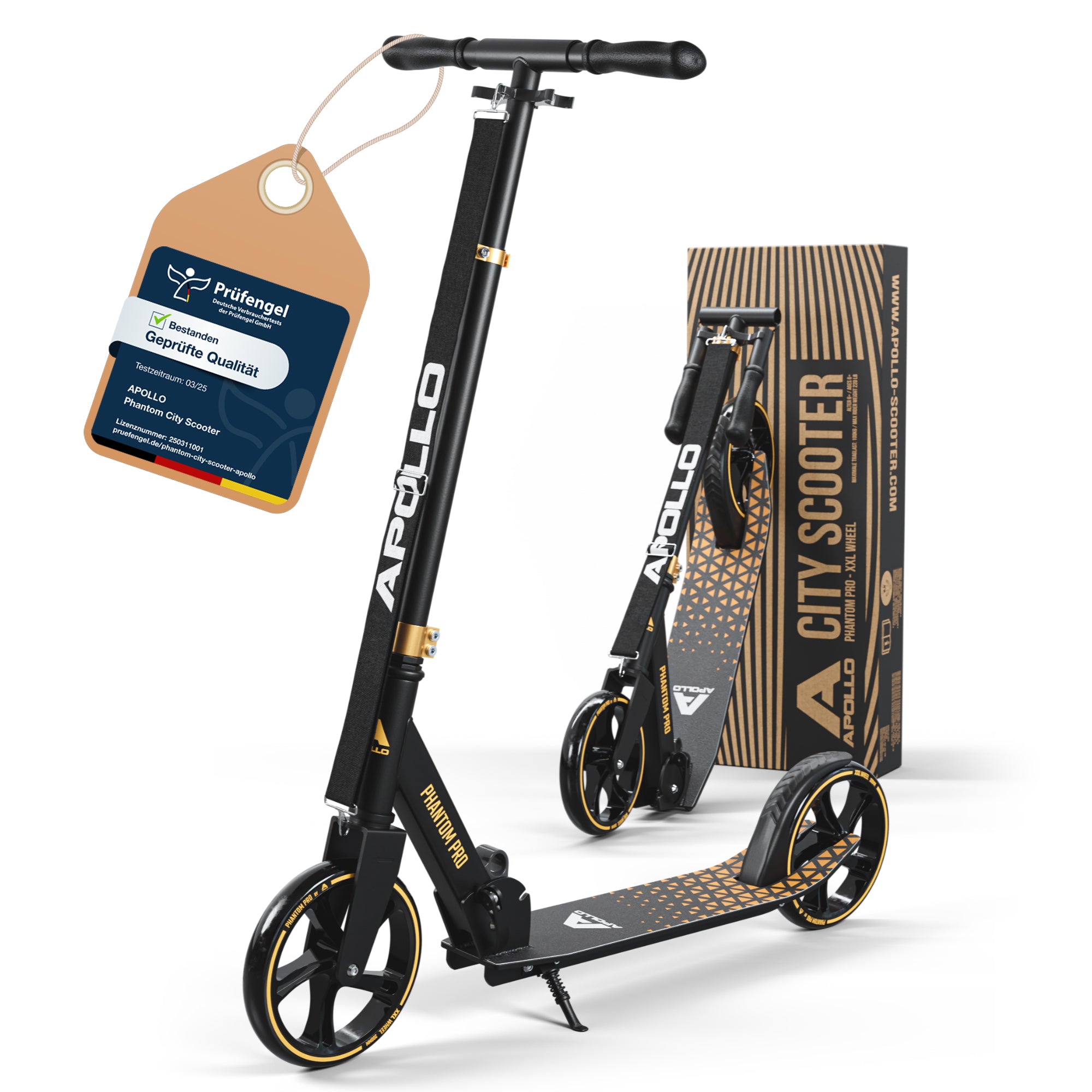 Apollo - Klappbarer City Roller für Kinder "Phantom" höhenverstellbarer Tretroller - Gold