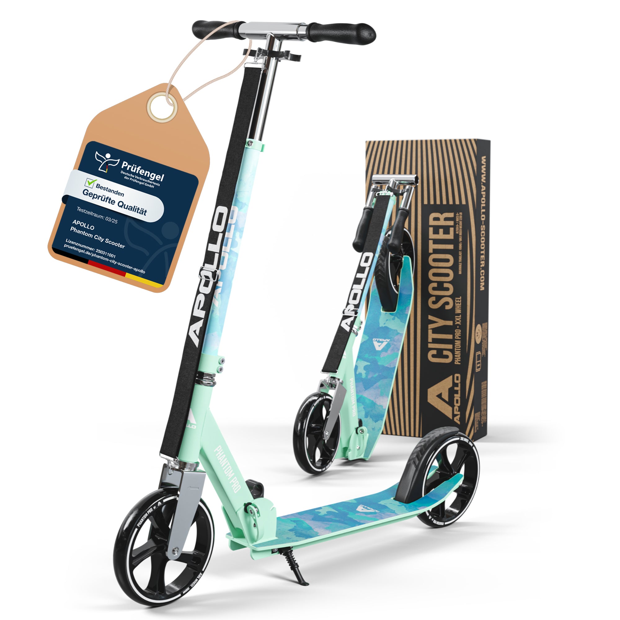 Apollo - Klappbarer City Roller für Kinder "Phantom" höhenverstellbarer Tretroller - Watercolor