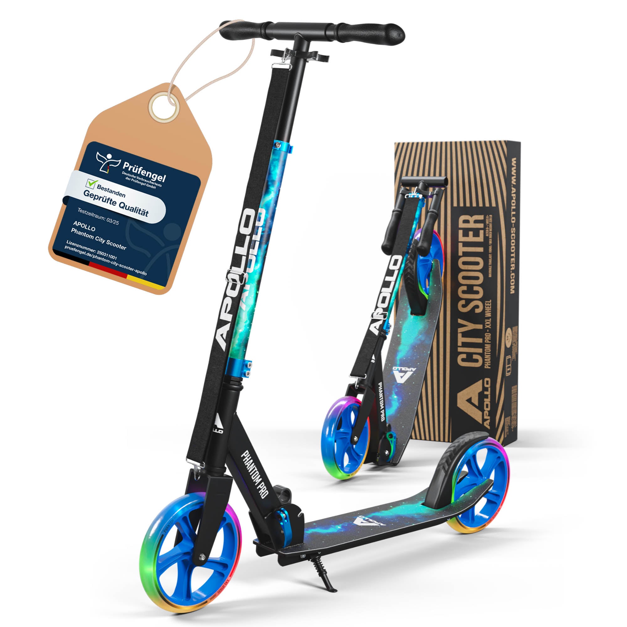 Apollo - Klappbarer City Roller für Kinder "Phantom" höhenverstellbarer Tretroller - Universe