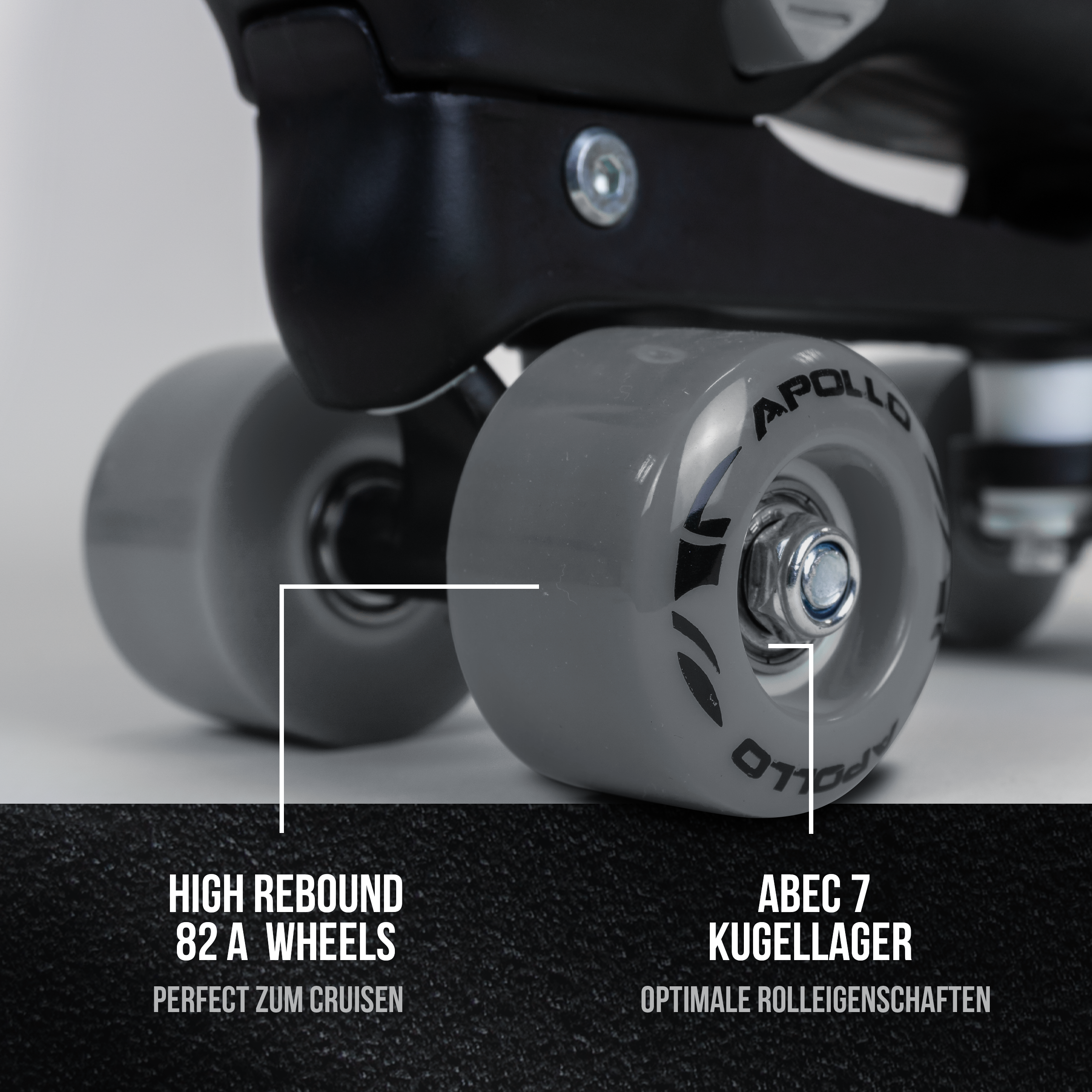 Apollo Funsport - Champion Adjustable Quad Skate - verstellbare Rollschuhe für Kinder & Jugendliche - Black