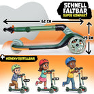 Apollo Funsport - Apollo Whizzie LED Kinderroller, höhenverstellbarer Dreiradscooter für Kinder ab 3 Jahre - Croco