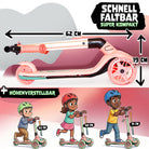 Apollo Funsport - Apollo Whizzie LED Kinderroller, höhenverstellbarer Dreiradscooter für Kinder ab 3 Jahre - Flamingo