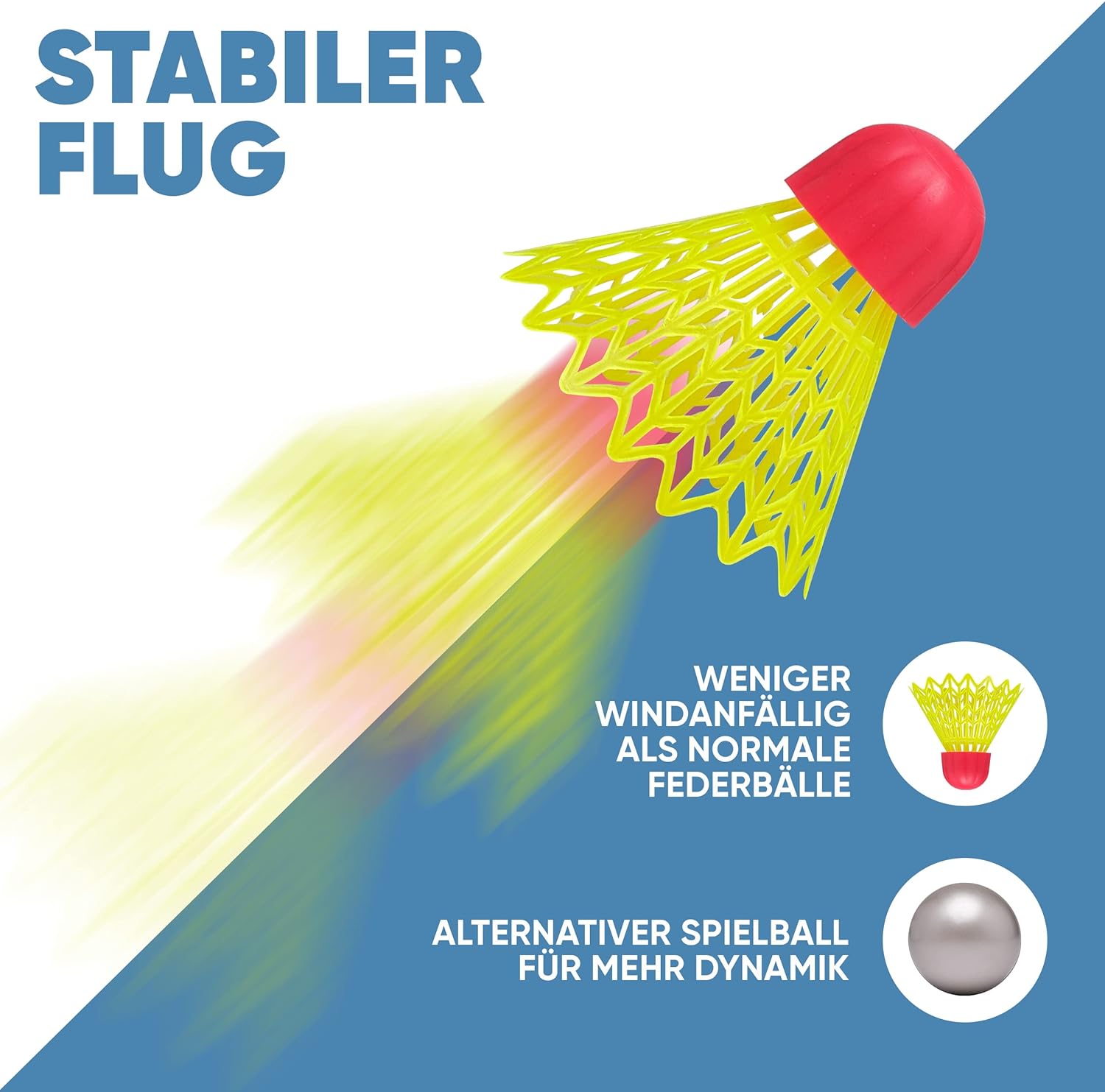 Apollo - Speed Badminton Set - inkl. Tasche, 2x Schläger, Bälle - Blau