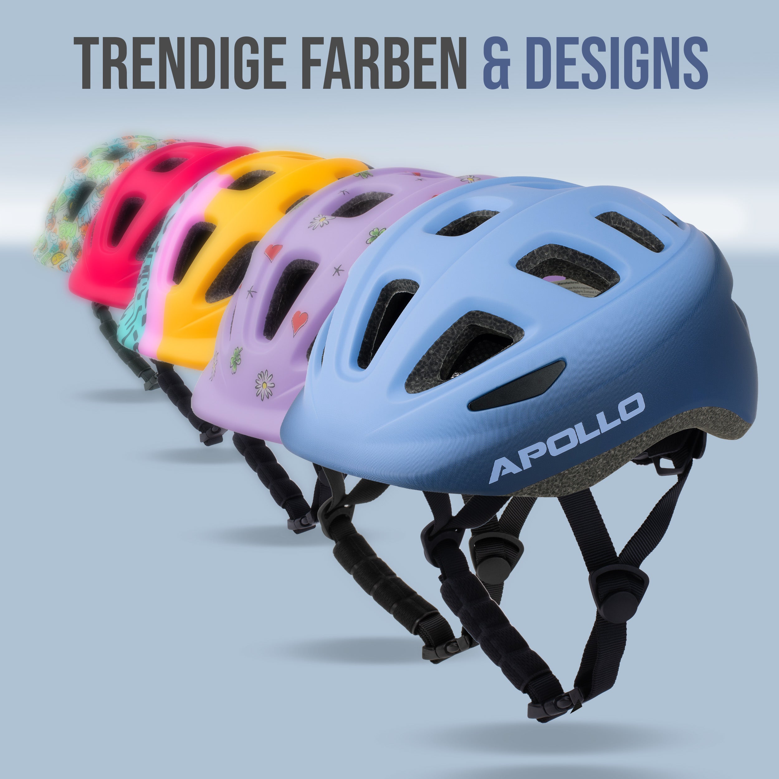 Apollo - Apollo Kinder Fahrradhelm, Helm für Kinder & Jugendliche, Multisport Helm - Blue Fade