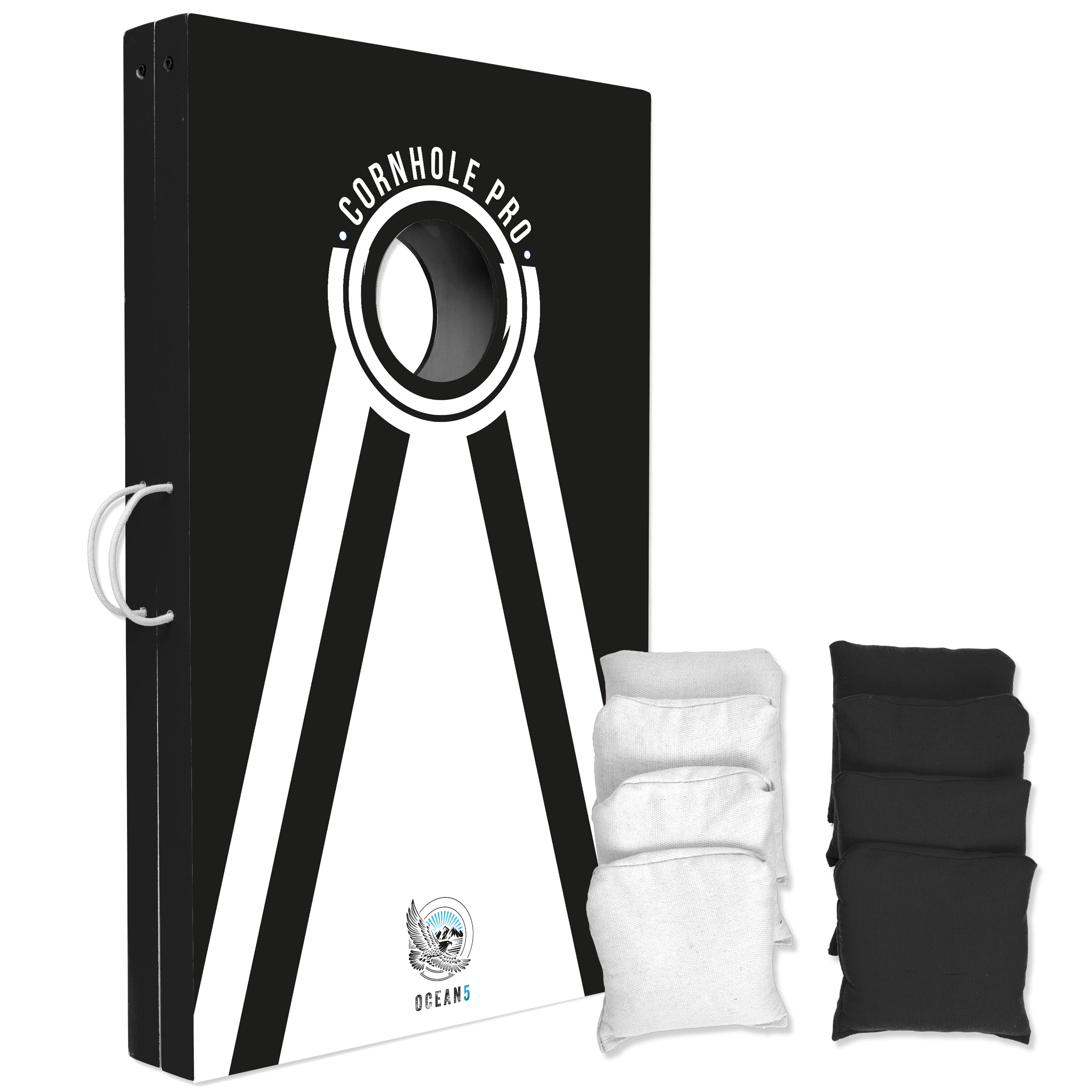 Ocean 5 - Cornhole Pro - großes Sacklochspiel, Outdoorspiel, Wurfspiel - Schwarz