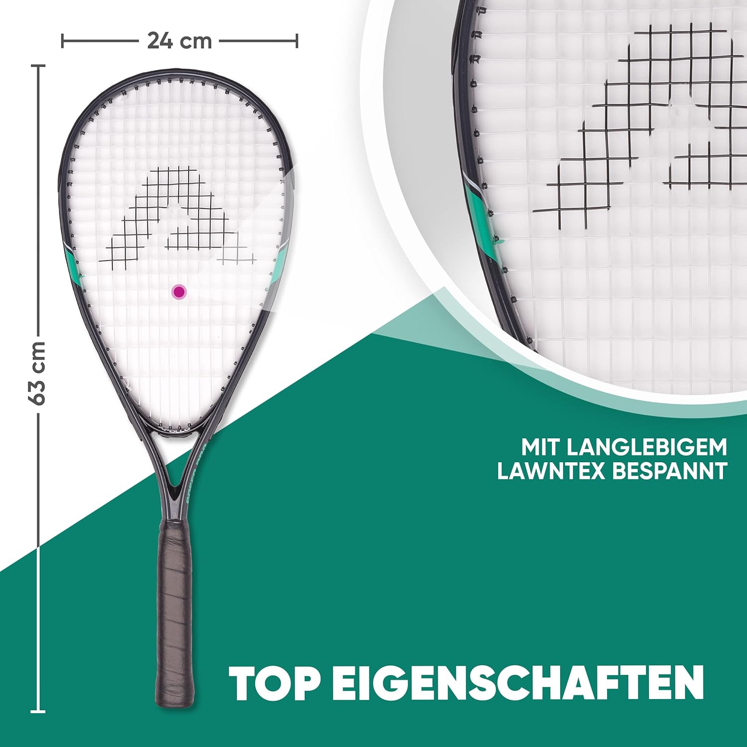 Apollo - Speed Badminton Set - inkl. Tasche, 2x Schläger, Bälle - Grau Mint