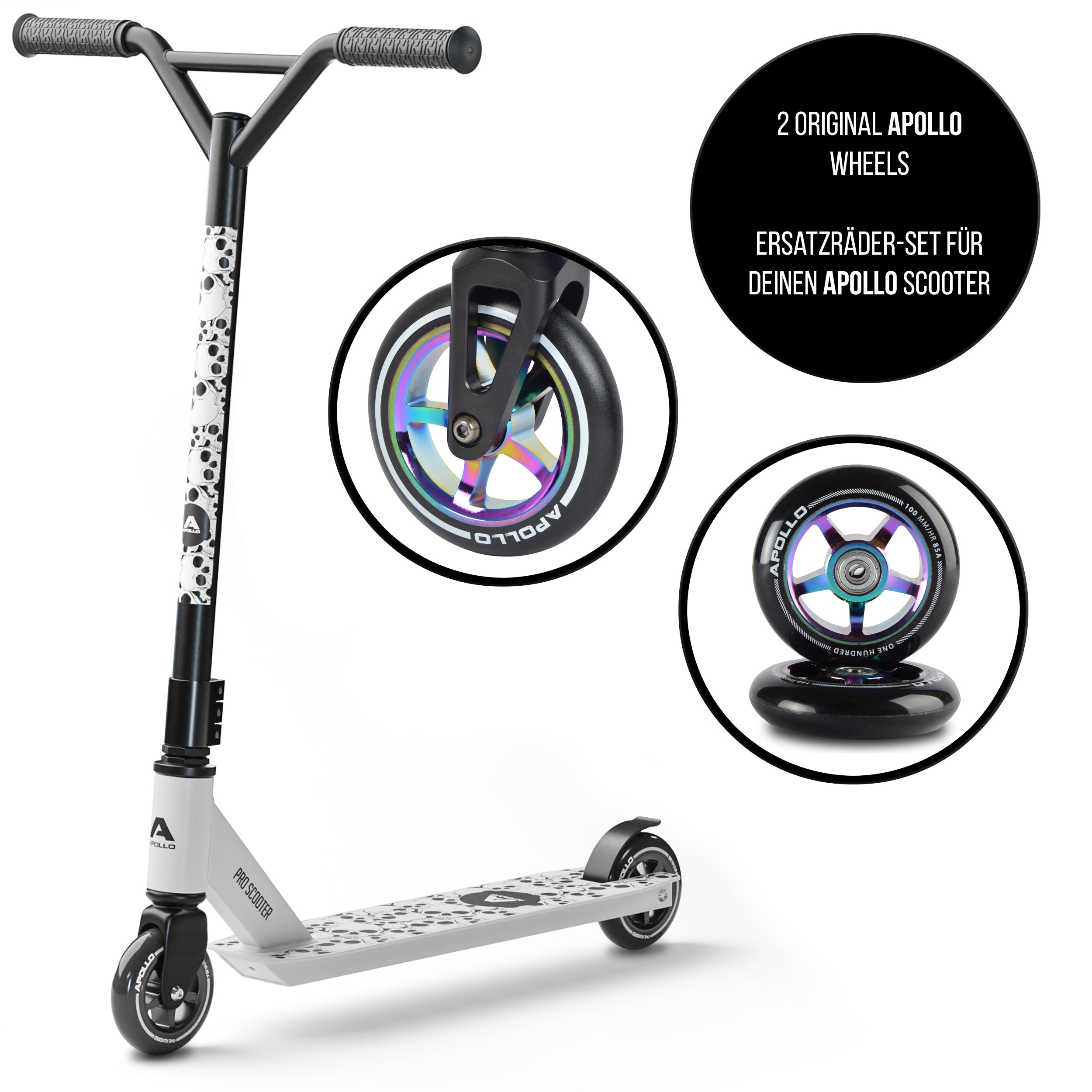 Apollo - Stunt Scooter 100mm ALU / PP Core Wheel Set - Rainbow - ALU Core